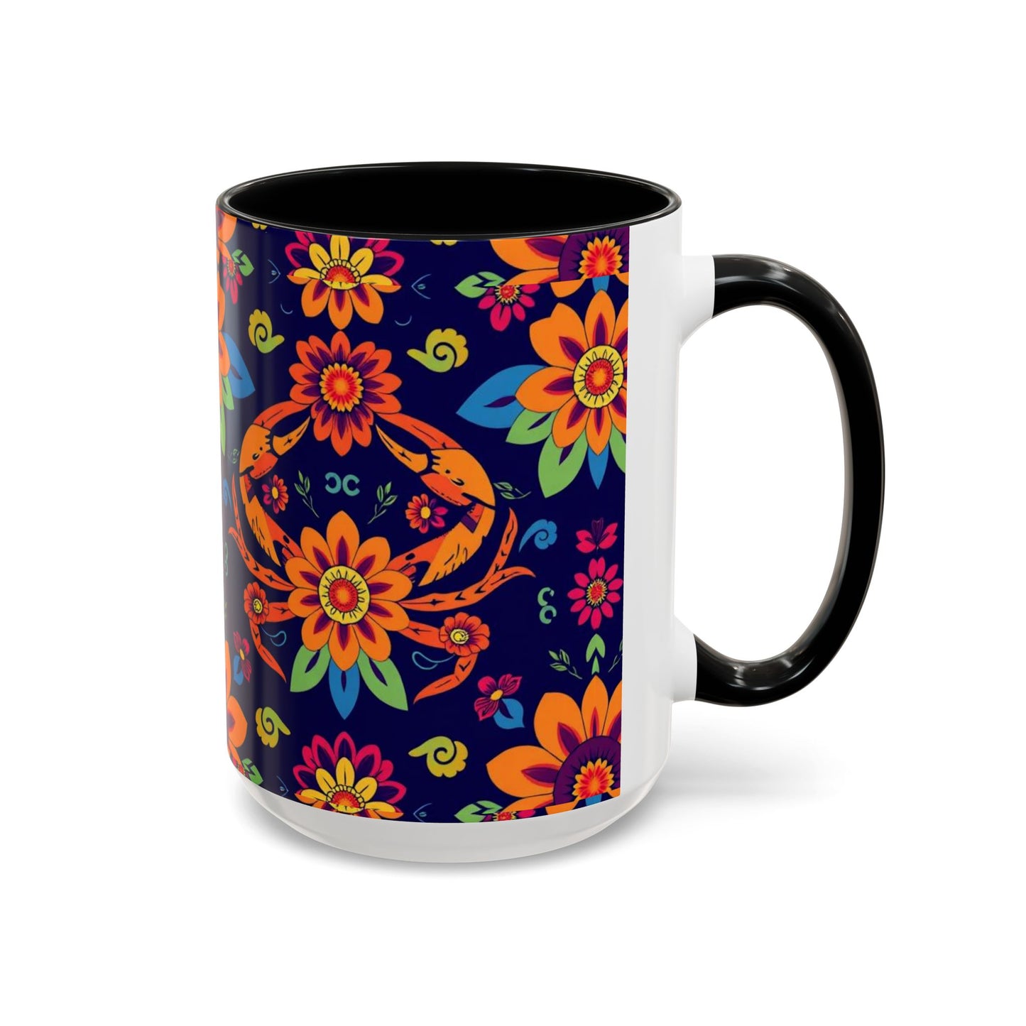 Accent Coffee Mug, Cancer, Zodiac, Flower Pattern, (11, 15oz)