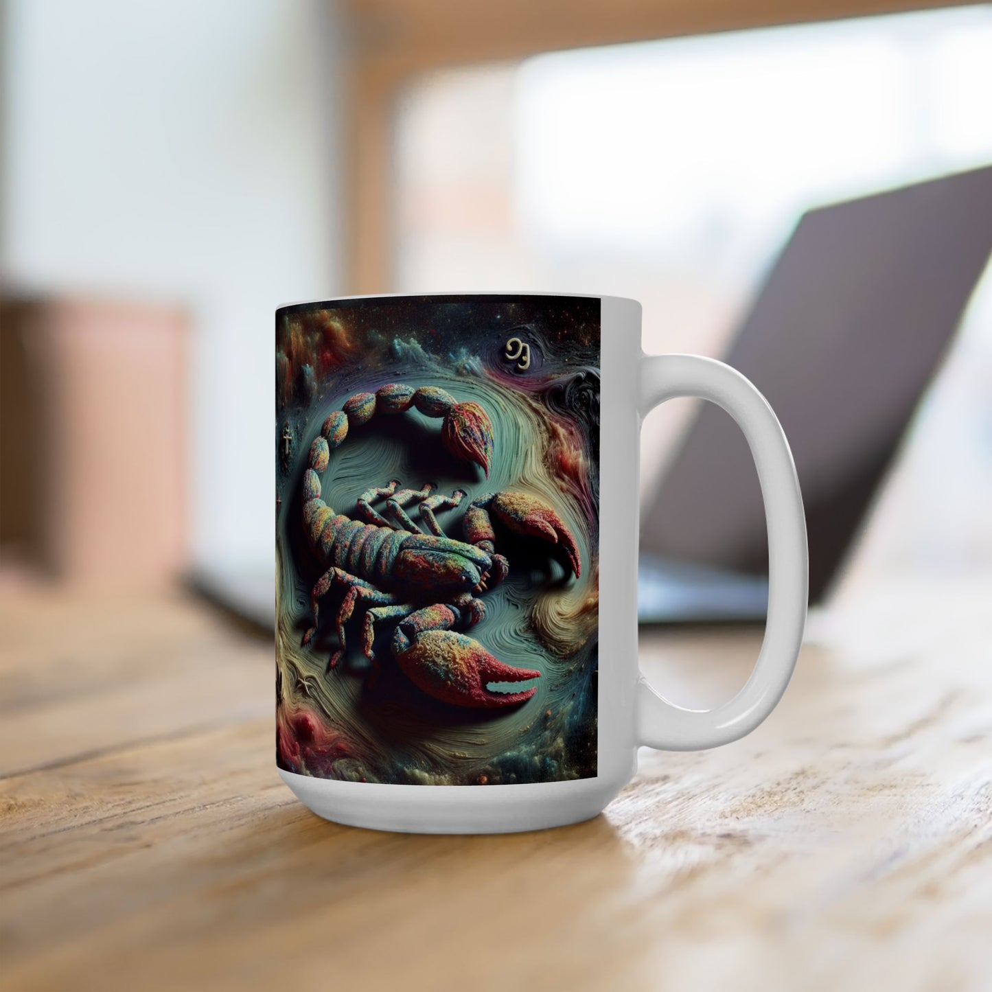 Ceramic Mug, (11oz, 15oz), Ceramic Coffee Mug, Trippy Scorpion, Scorpio Zodiac Design
