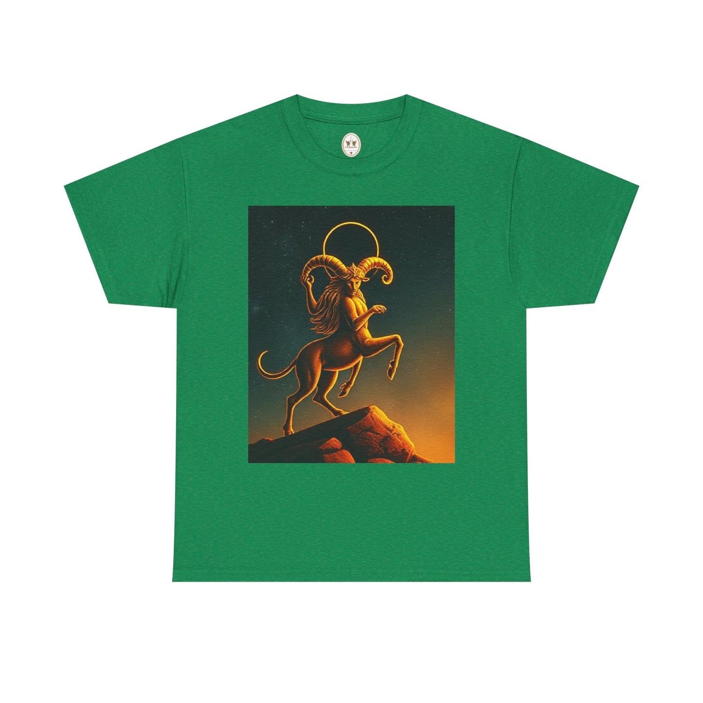 Unisex Heavy Cotton T-Shirt, Mountain Top, Aries Zodiac Design