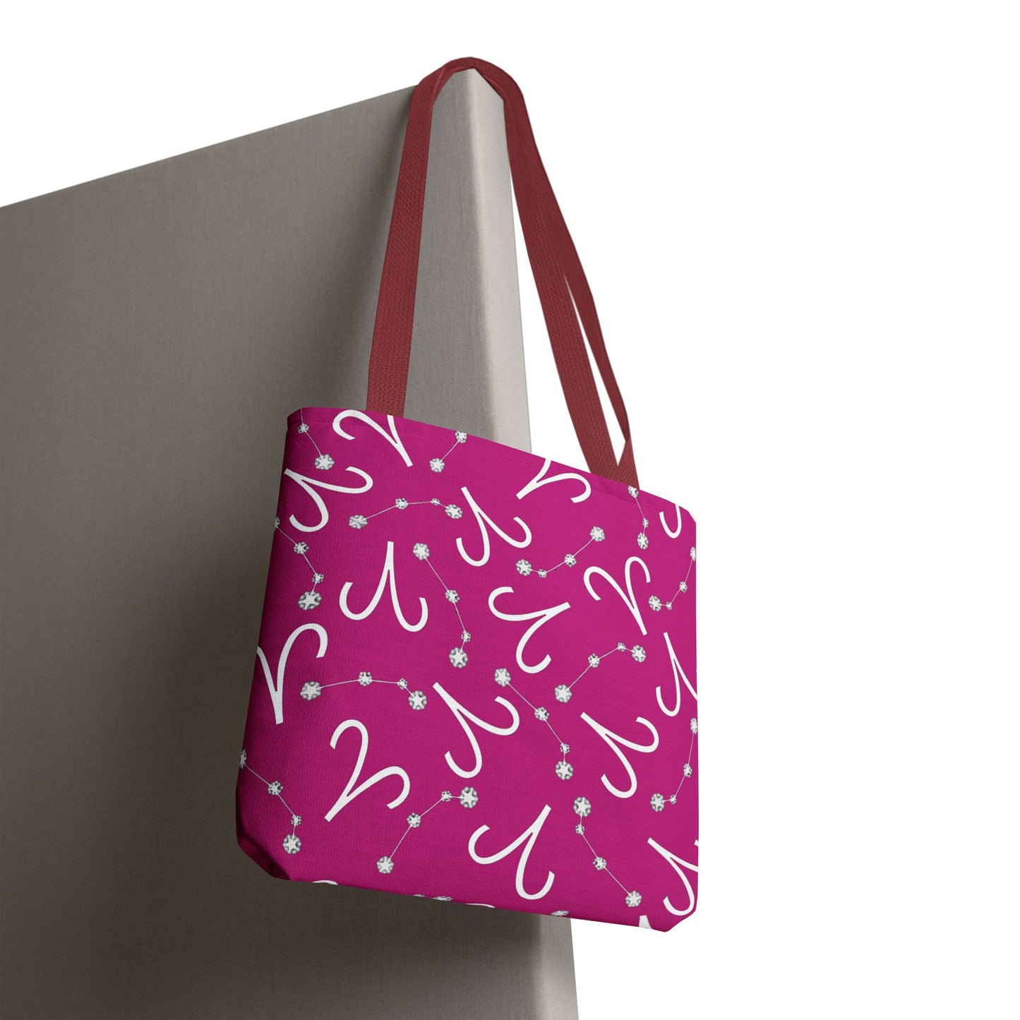 Tote Bag, Aries Zodiac Sign, AOP, (Pink, White)