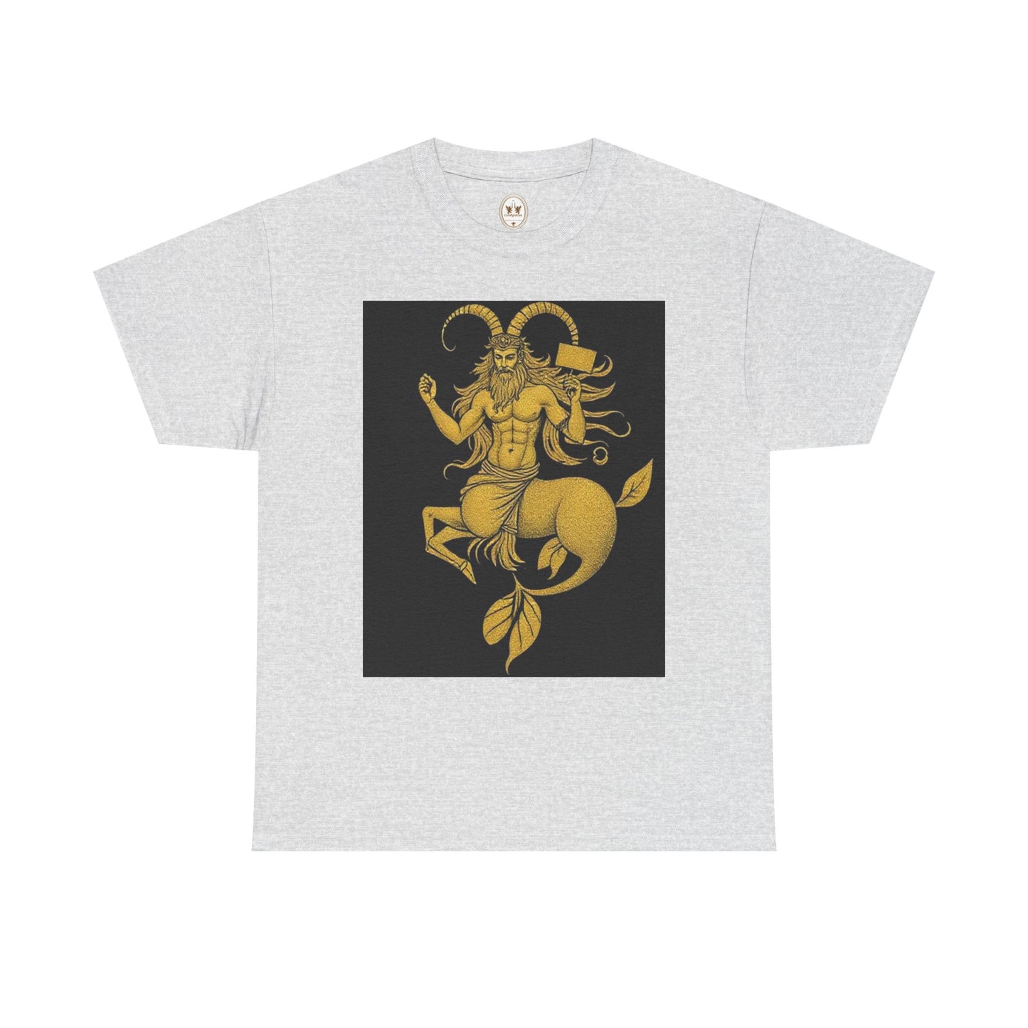 Unisex Heavy Cotton T-Shirt, Capricorn God, Zodiac Design