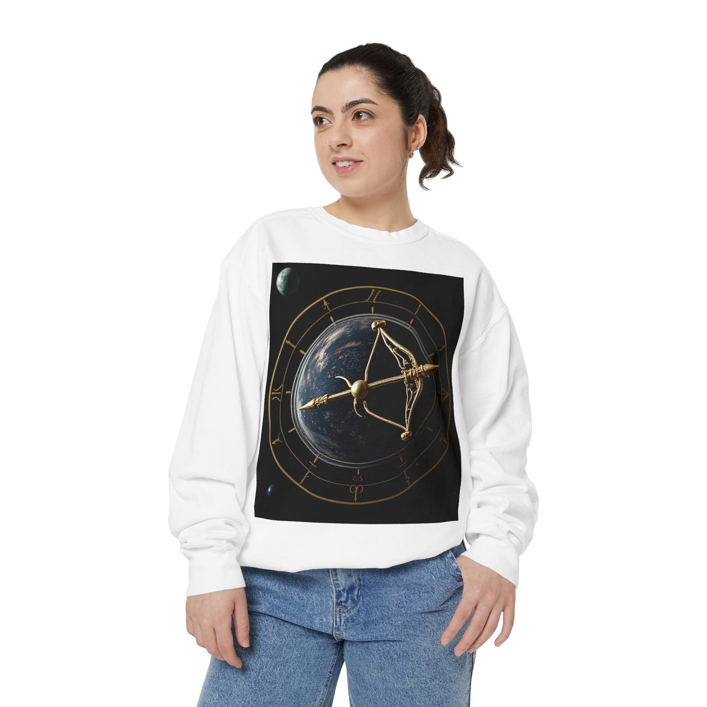 Garment-Dyed Sweatshirt, Unisex, Space Symbol Design v1, Sagittarius