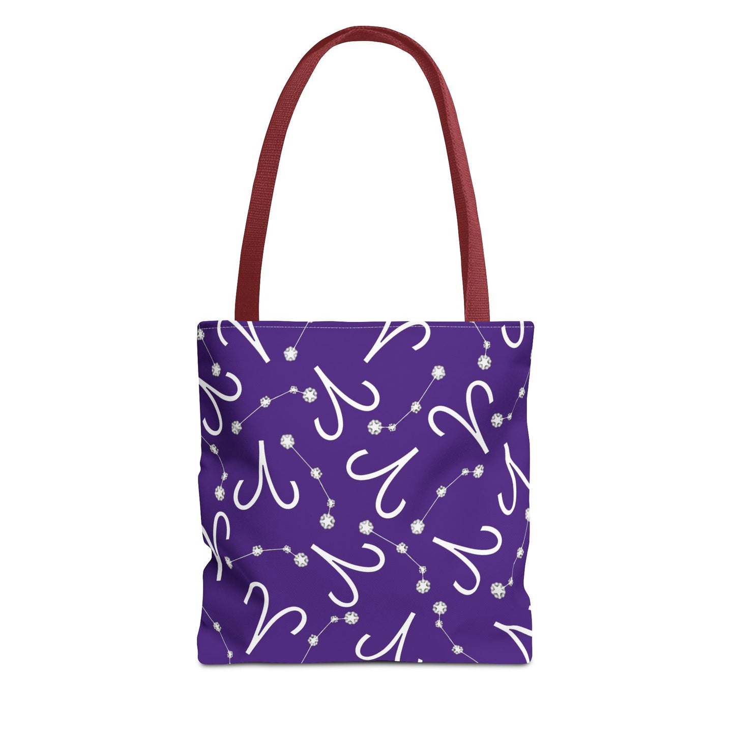 Tote Bag, Aries Zodiac Sign, AOP, (Purple, White)