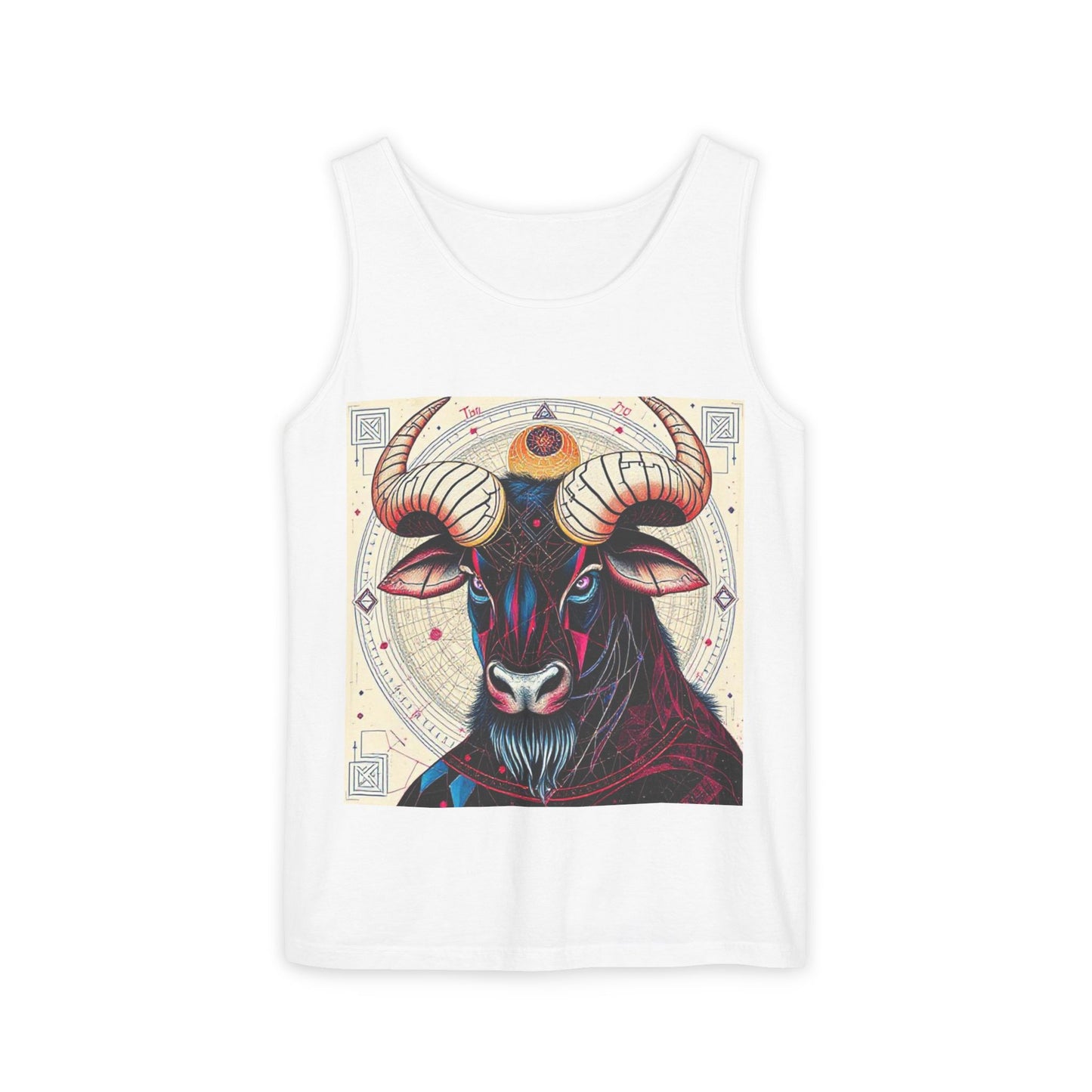 Unisex Garment-Dyed, Tank Top, Taurus Design, Pop Art, 100% US cotton