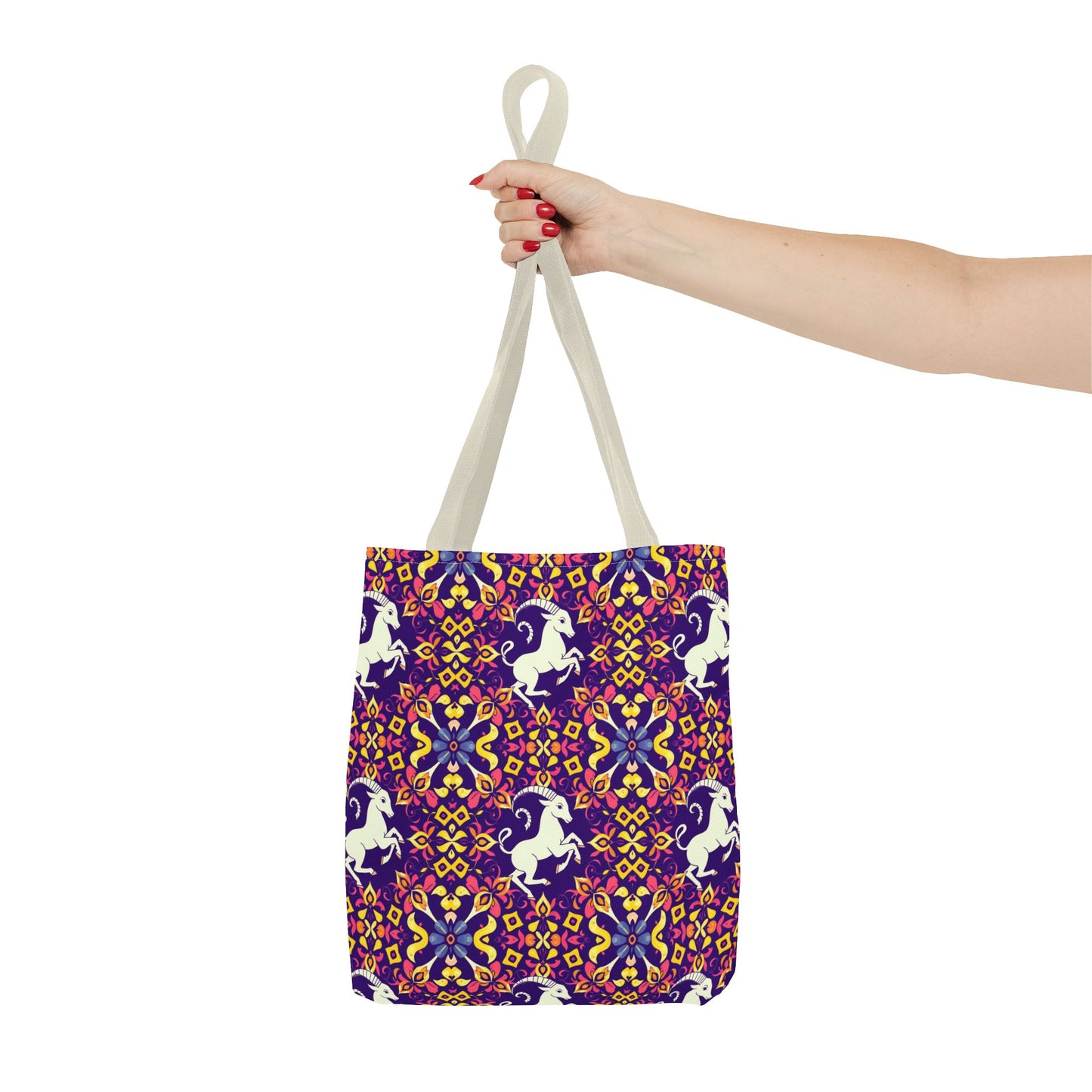 Tote Bag (AOP), Capricorn, Zodiac v2, Flower Pattern