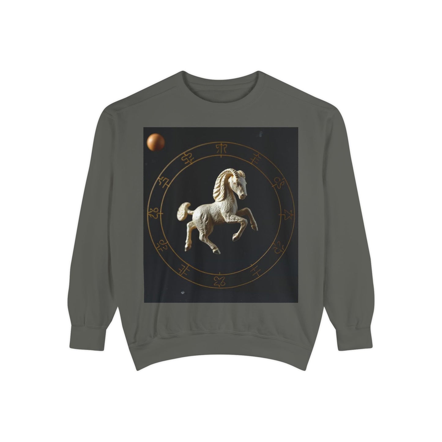 Garment-Dyed Sweatshirt, Unisex, Space Animal Design, Capricorn