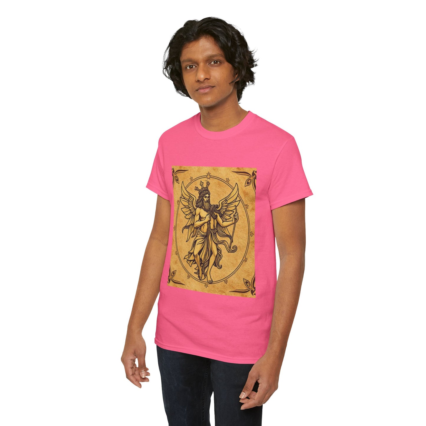 Unisex Heavy Cotton T-Shirt, Pencil Art v1, Gemini Zodiac Design