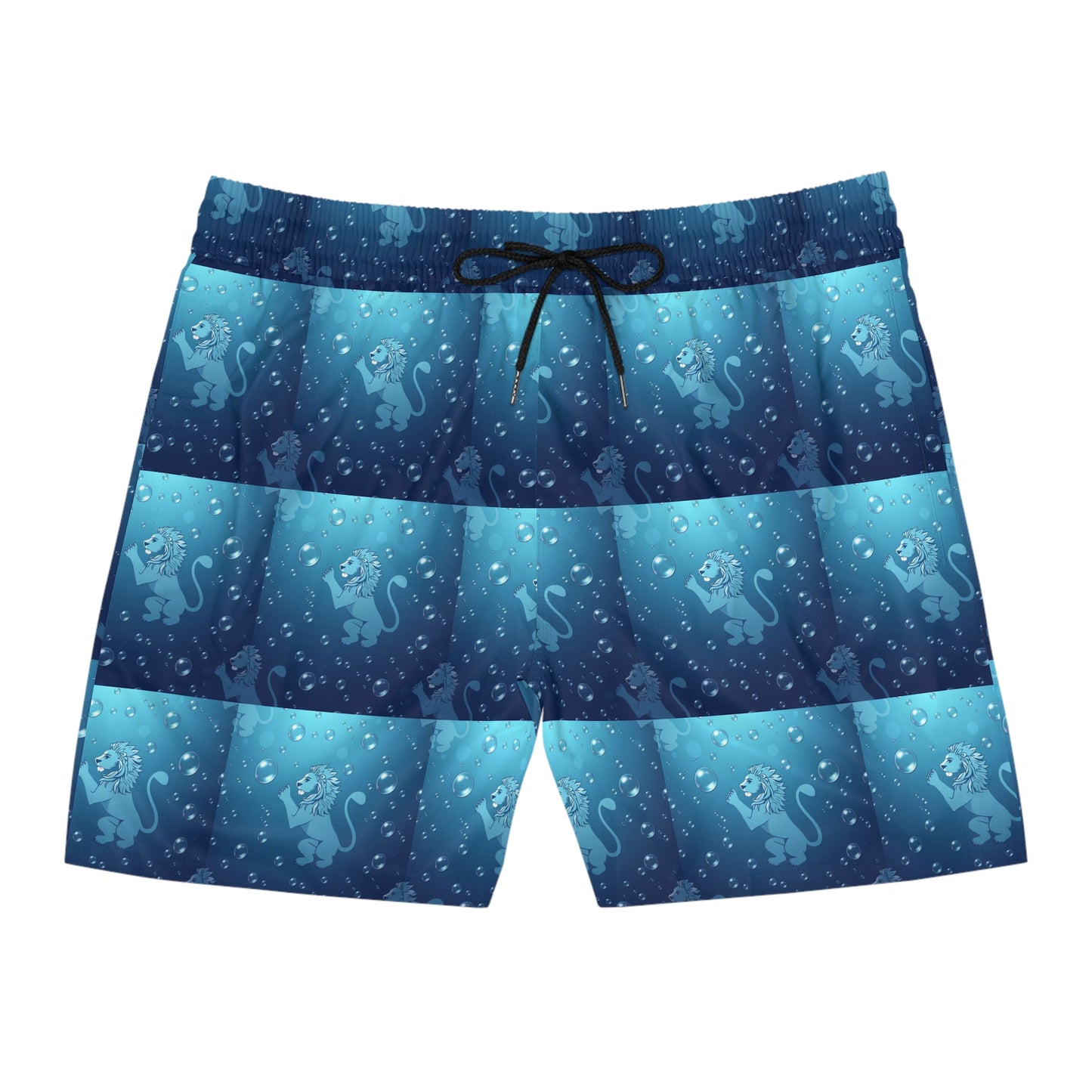 Men's Mid-Length Swim Shorts, (AOP), Leo, Zodiac v1, Bubble Pattern