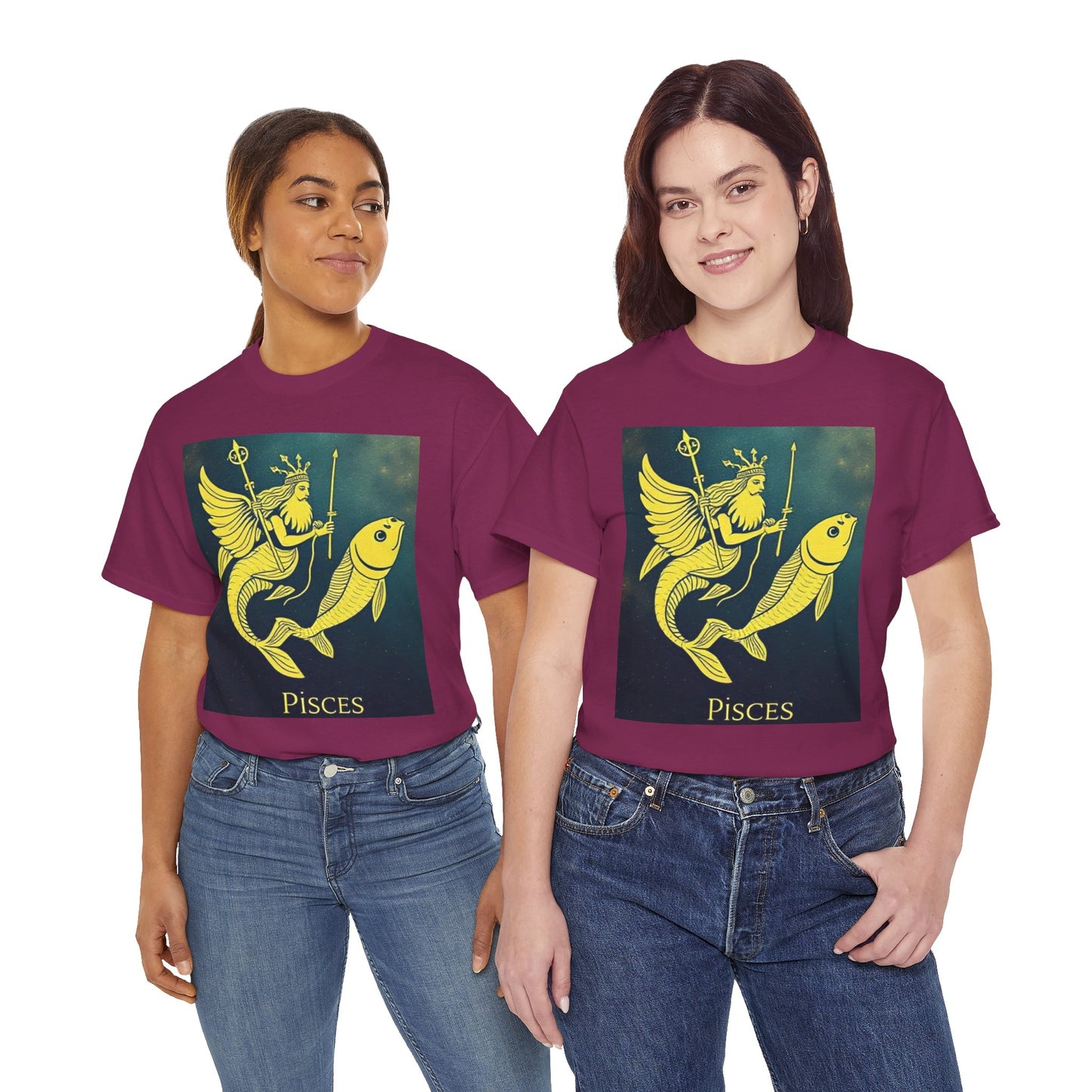 Unisex Heavy Cotton T-Shirt, Pisces Queen, Zodiac Design