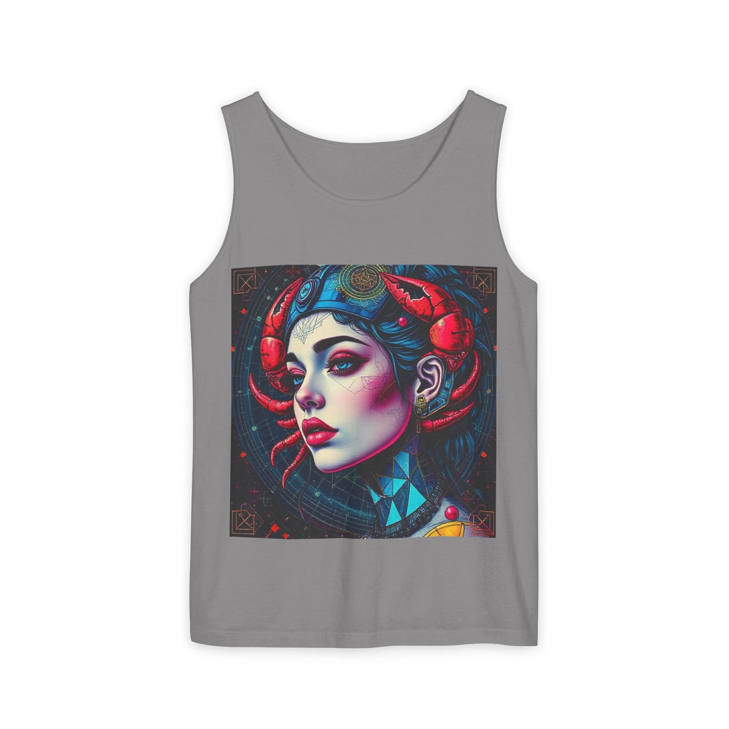Unisex Garment-Dyed, Tank Top, Cancer, Pop Art v1, 100% US cotton