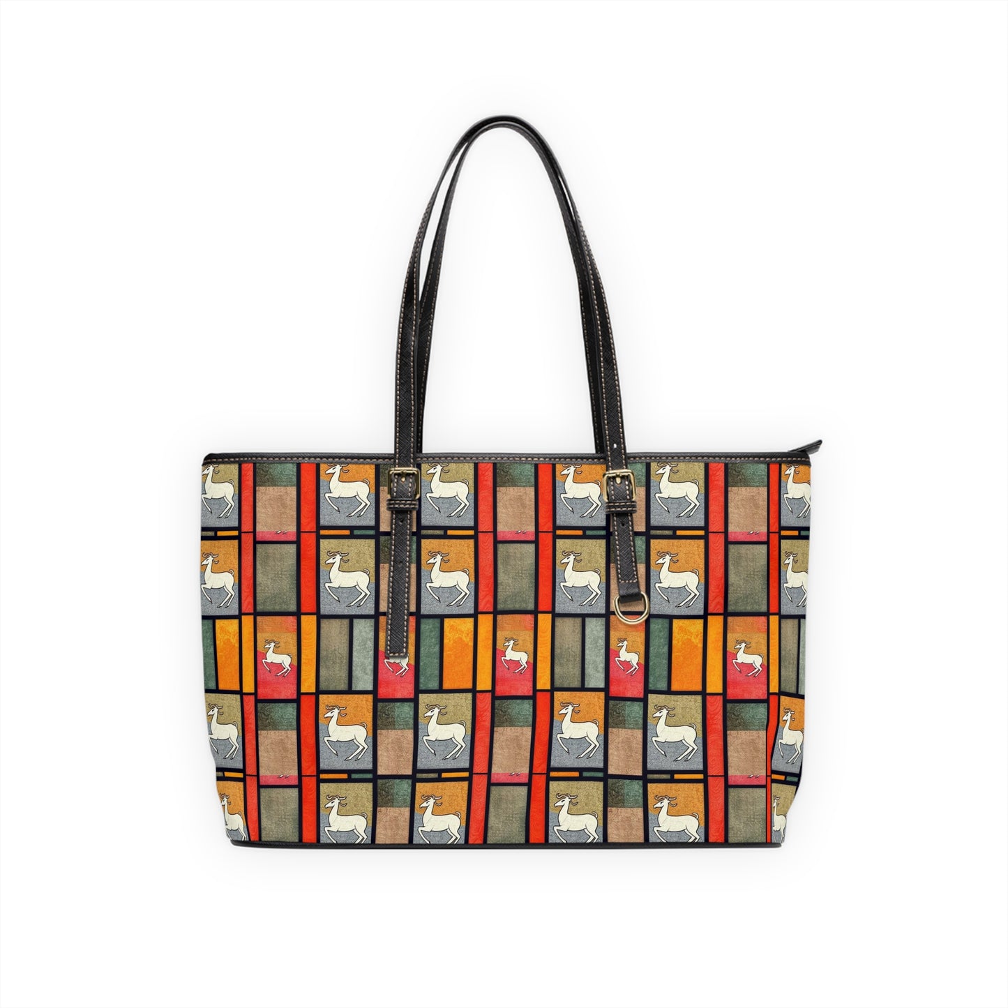 Leather Shoulder Bag, Capricorn, Zodiac v1, Shapes Pattern