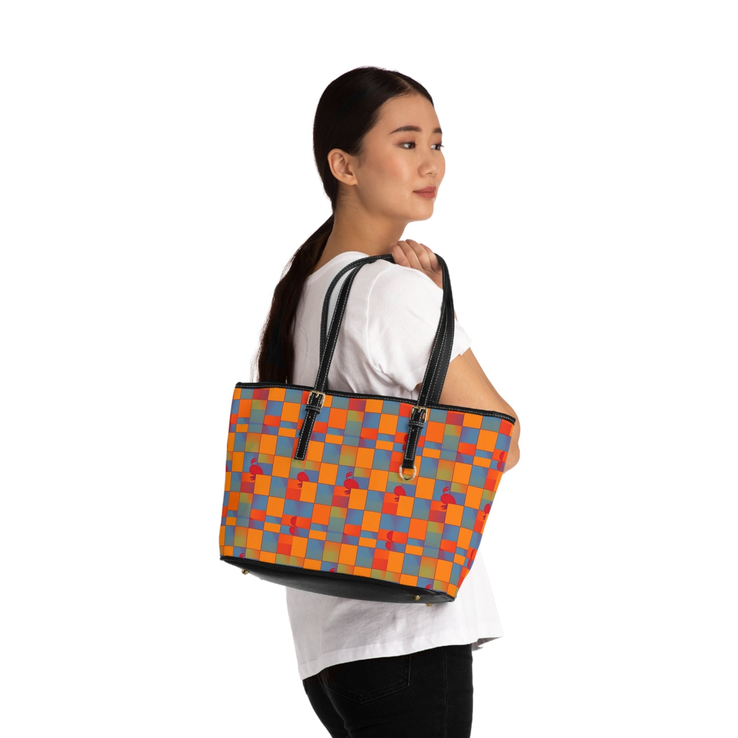 Leather Shoulder Bag, Cancer, Zodiac v4, Shapes Pattern