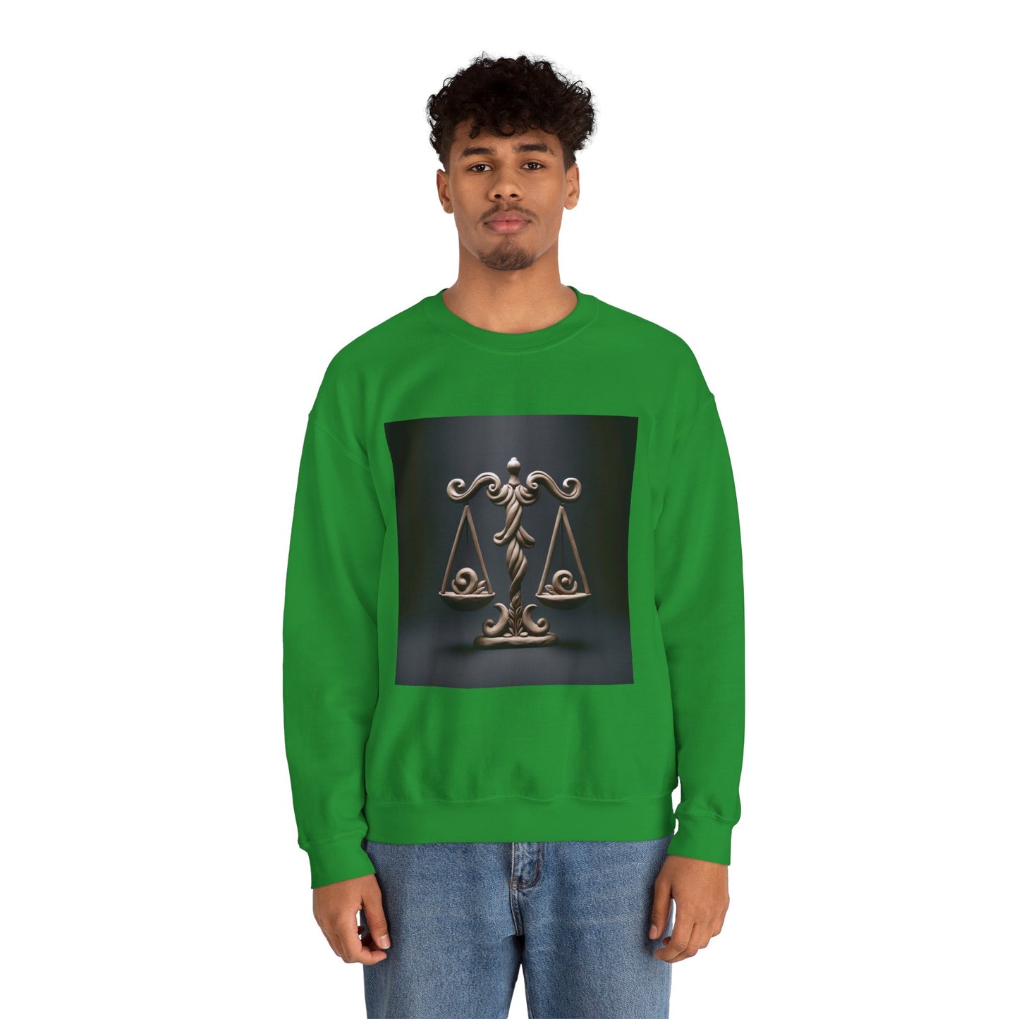 Unisex Heavy Blend™ Crewneck Sweatshirt, Brown Scale, Libra Zodiac Design