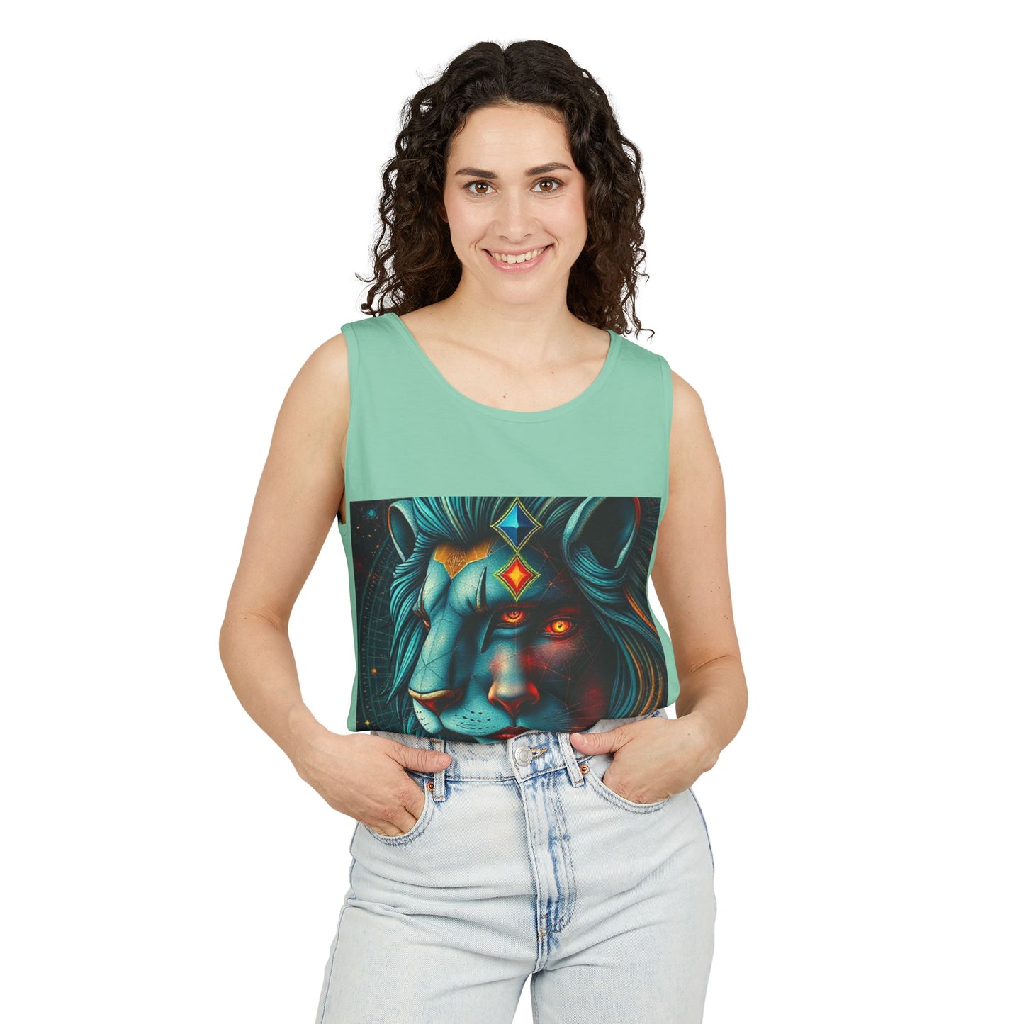 Unisex Garment-Dyed, Tank Top, Leo, Pop Art, 100% US cotton