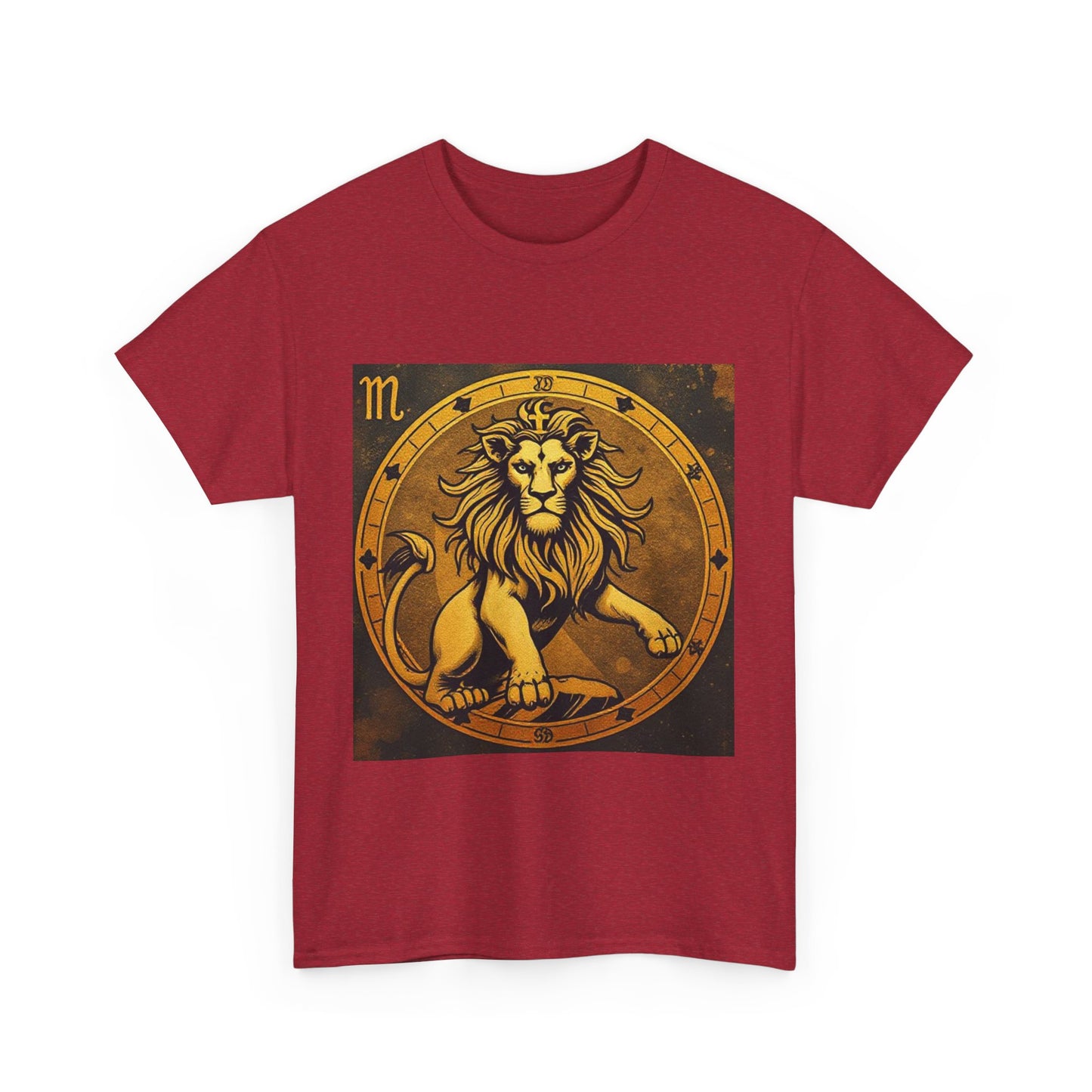 Unisex Heavy Cotton T-Shirt, Gold Lion v1, Leo Zodiac Design