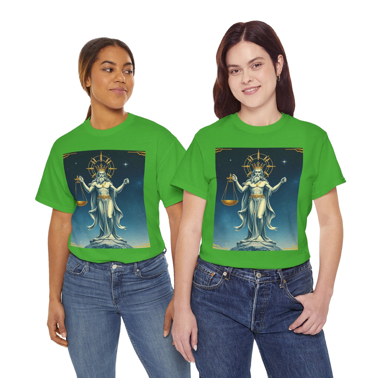 Unisex Heavy Cotton T-Shirt, Space, Libra God, Zodiac Design