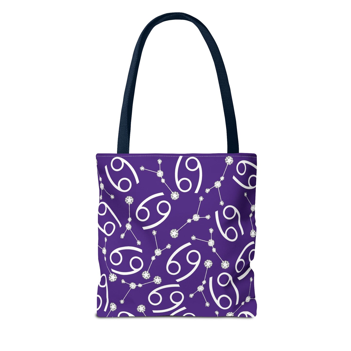Tote Bag, Cancer Zodiac Sign, AOP, (Purple, White)