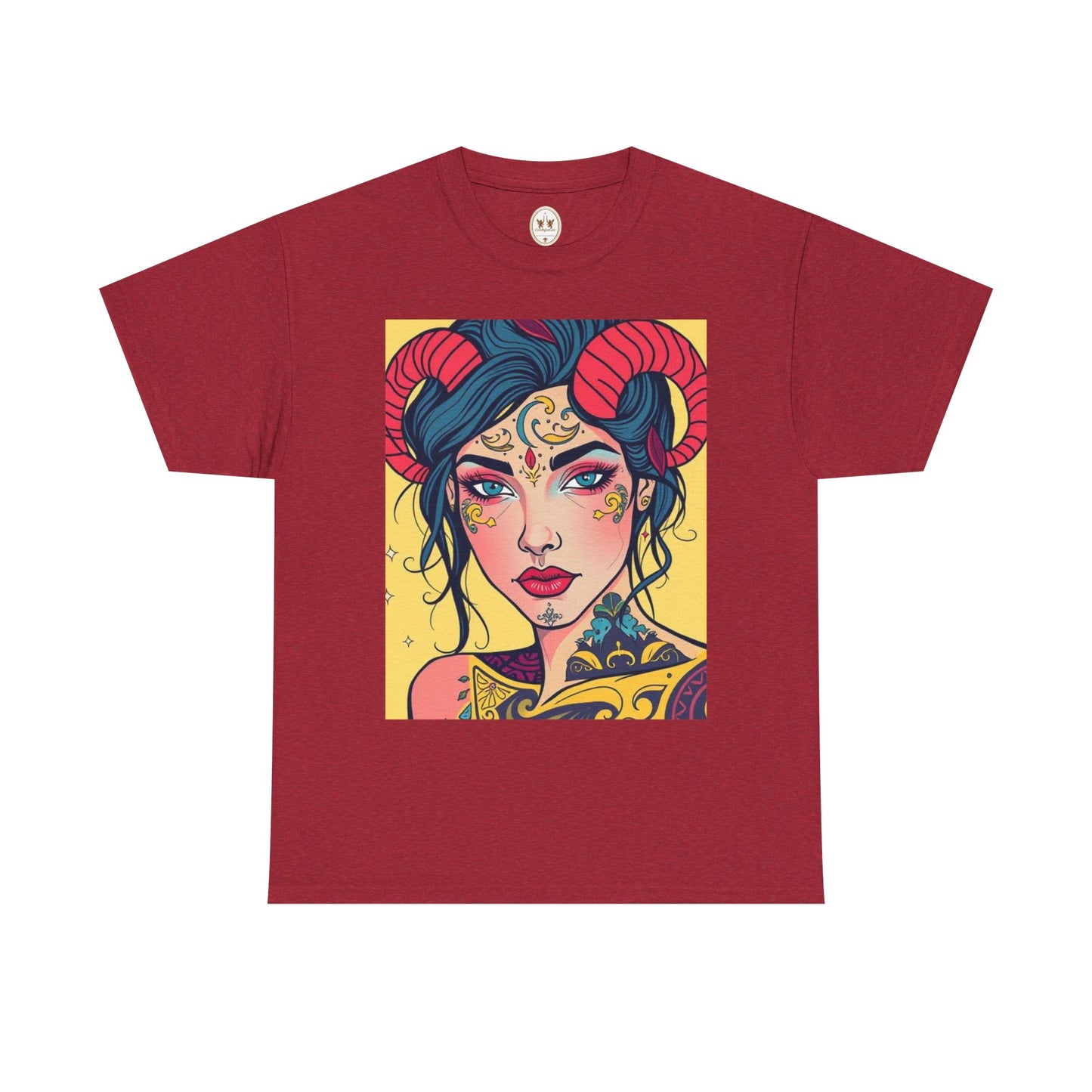 Unisex Heavy Cotton T-Shirt, Aries, Zodiac, Sexy Art