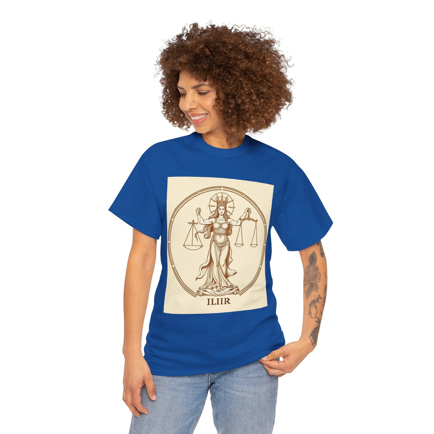 Unisex Heavy Cotton T-Shirt, Libra Goddess, Zodiac Design