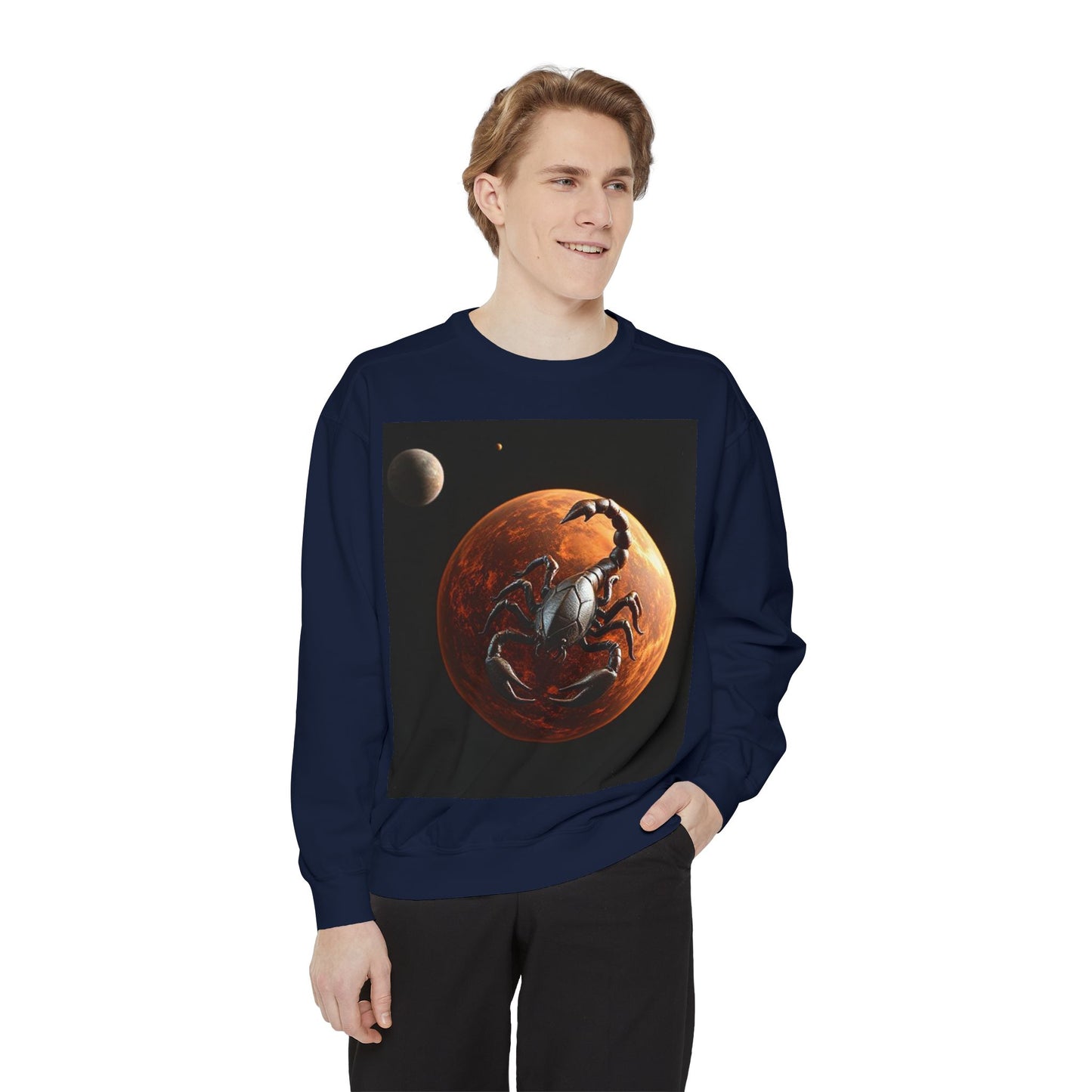 Garment-Dyed Sweatshirt, Unisex, Space Animal Design, Scorpio