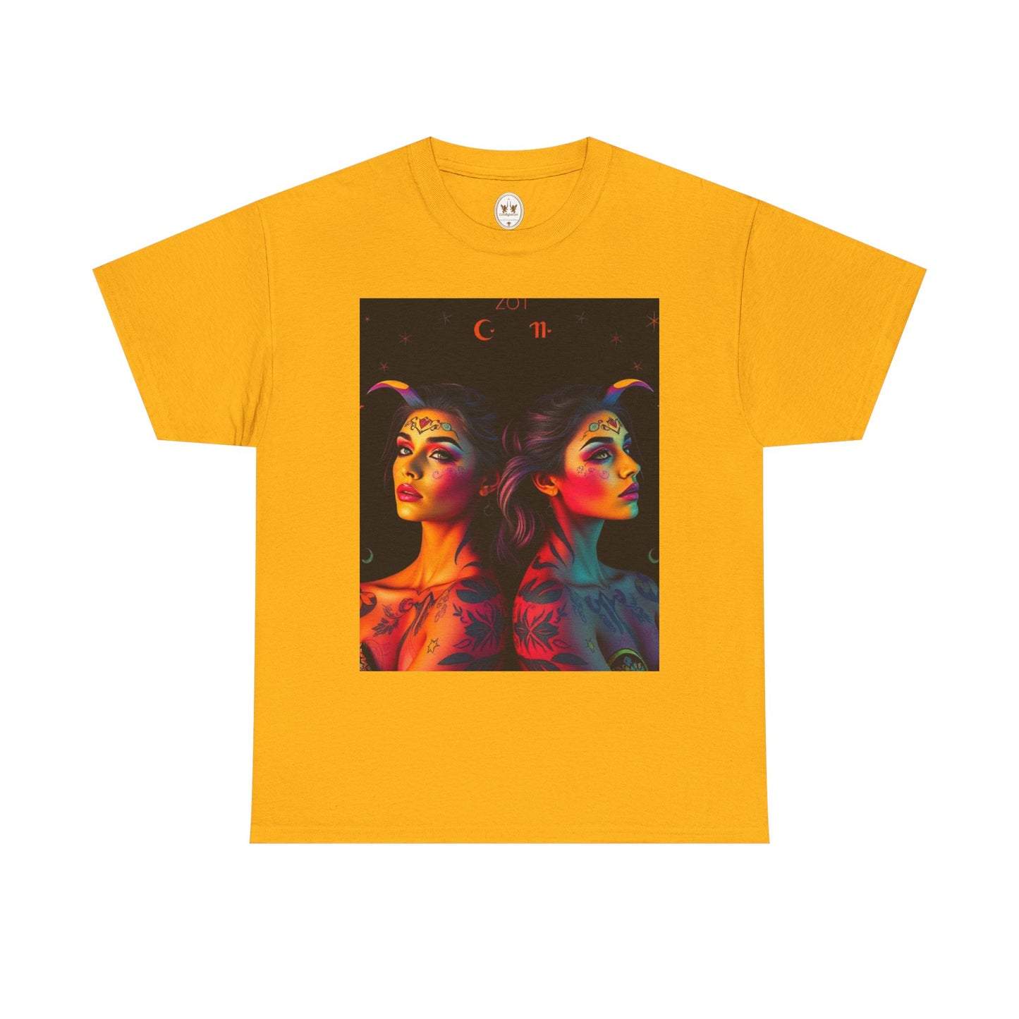 Unisex Heavy Cotton T-Shirt, Gemini, Zodiac, Sexy Art