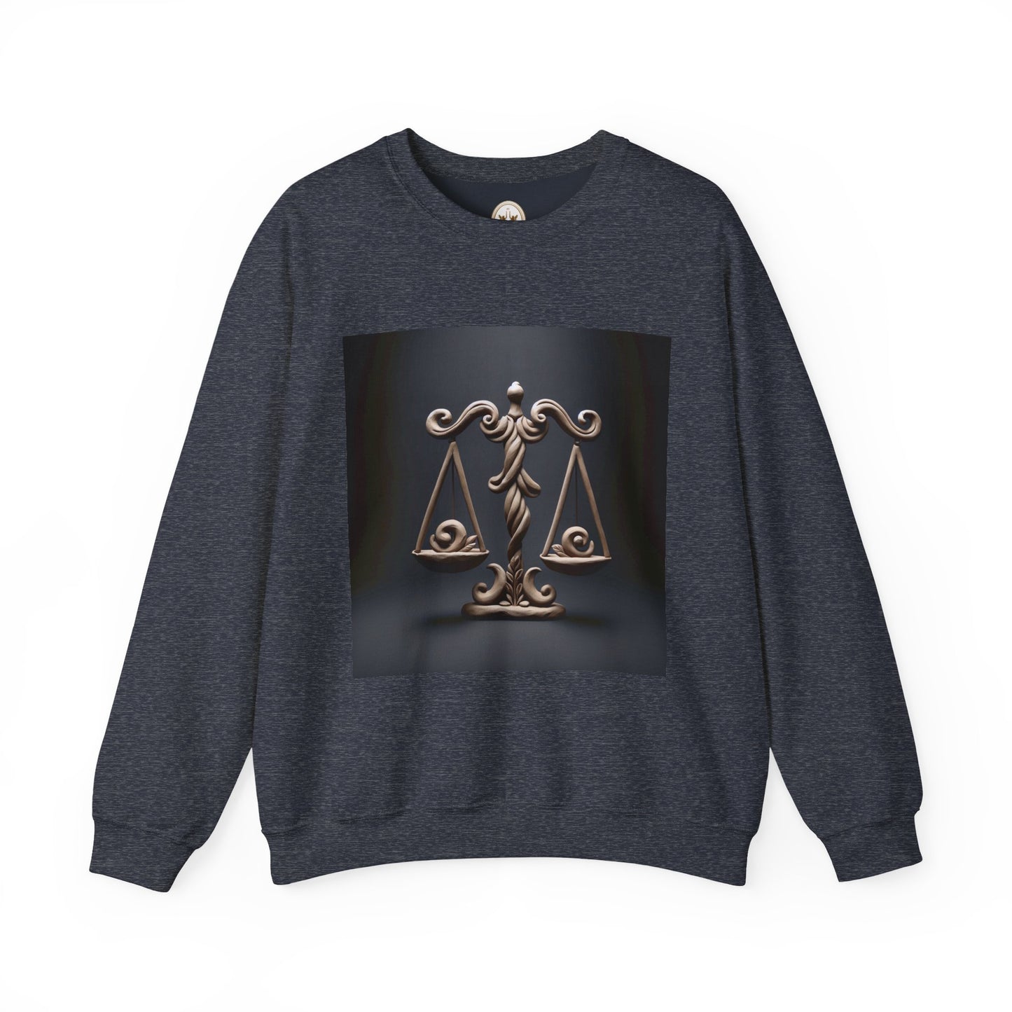 Unisex Heavy Blend™ Crewneck Sweatshirt, Brown Scale, Libra Zodiac Design