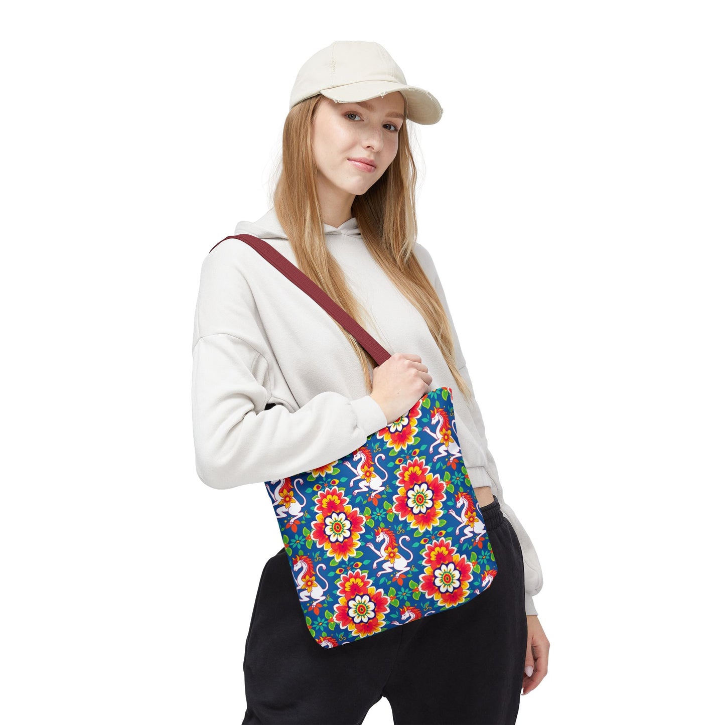 Tote Bag, (AOP), Virgo, Zodiac v2, Flower Pattern