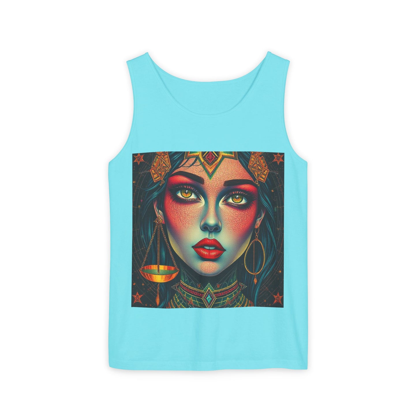 Unisex Garment-Dyed, Tank Top, Libra Design, Pop Art, 100% US cotton