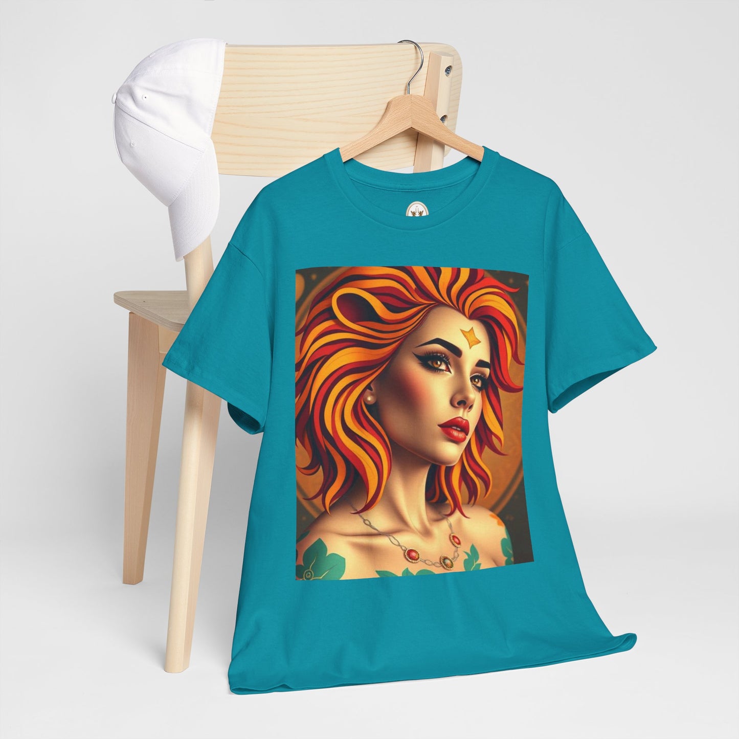 Unisex Heavy Cotton T-Shirt, Leo, Zodiac v3, Sexy Art