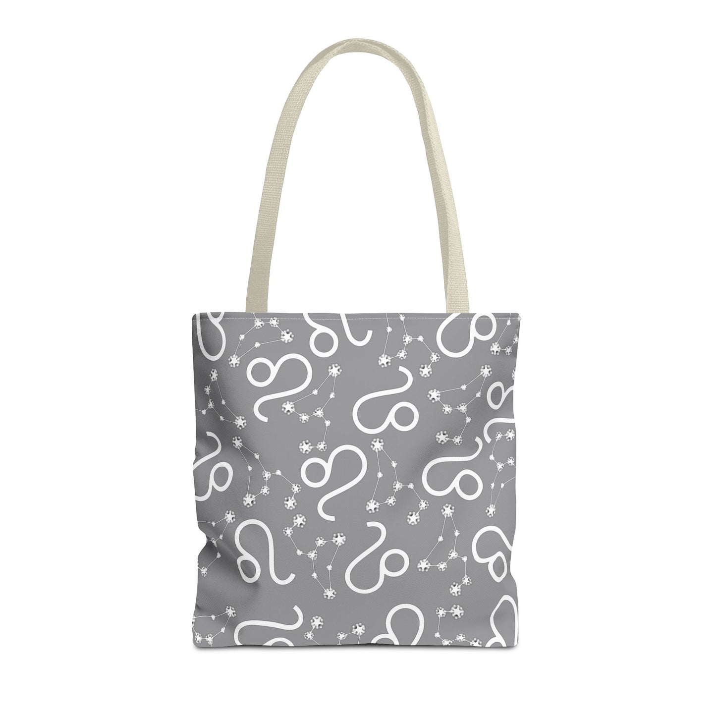 Tote Bag, Leo Zodiac Sign, AOP, (Grey, White)