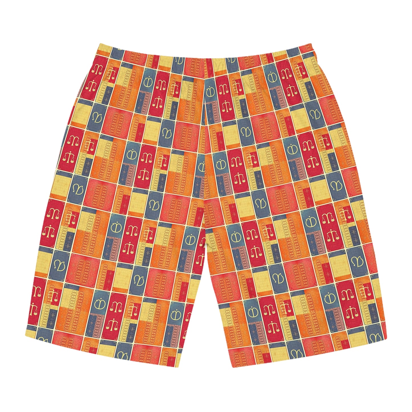 Men's Board Shorts, (AOP), Libra, Zodiac v2, Shape Pattern