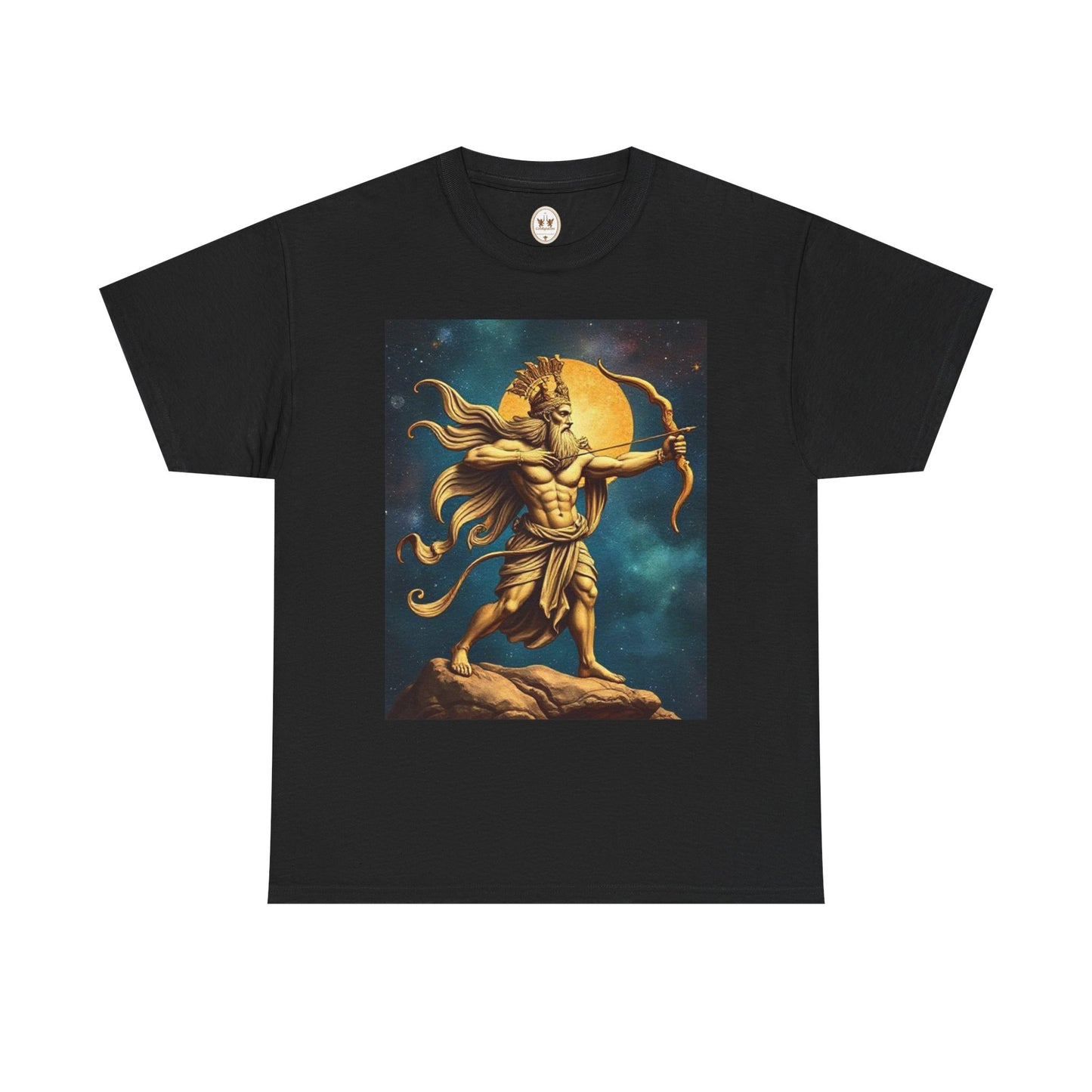 Unisex Heavy Cotton T-Shirt, Midnight Arrow v1, Sagittarius Zodiac Design