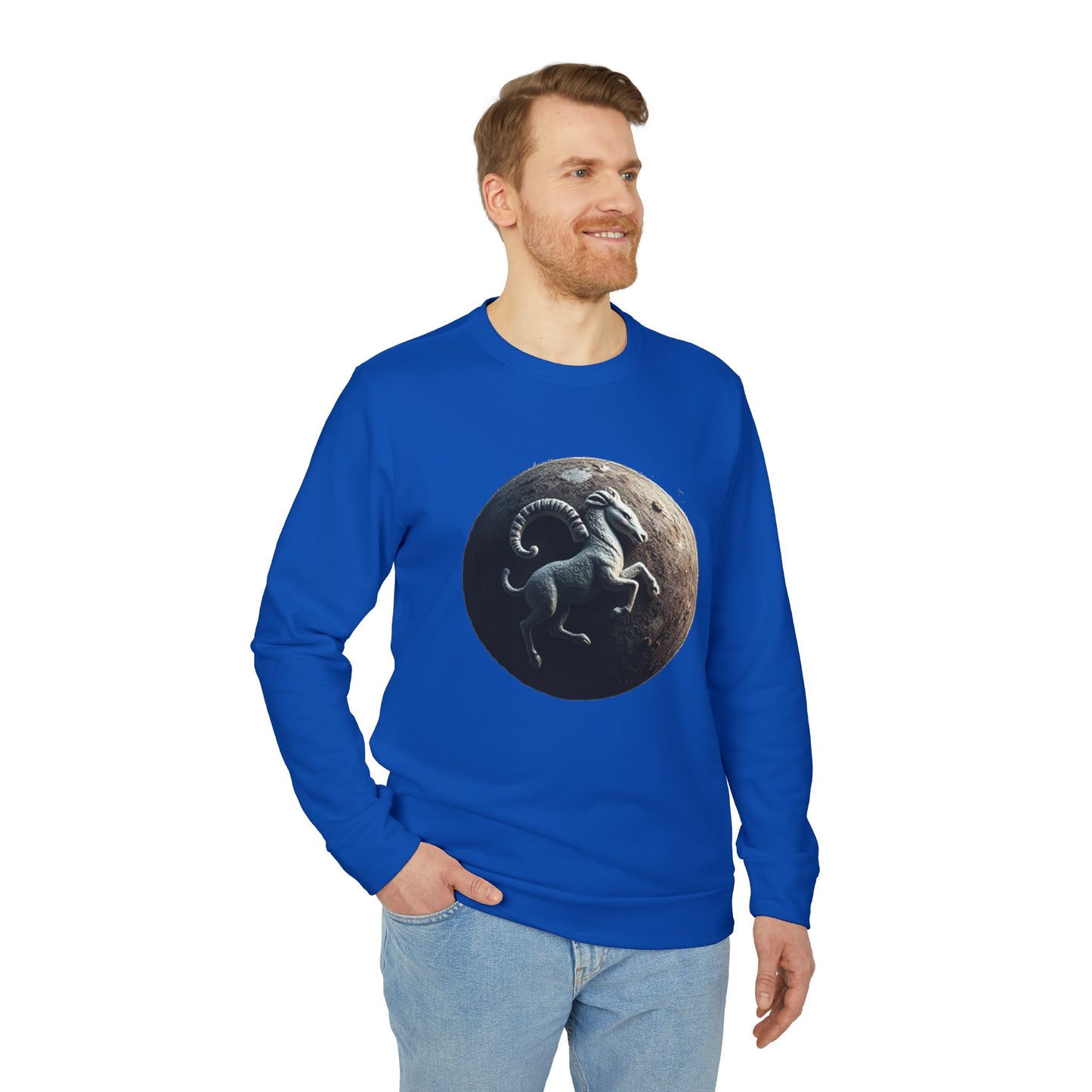 Adidas, Unisex Fleece Crewneck Sweatshirt, Aries, Planet Animal, Zodiac