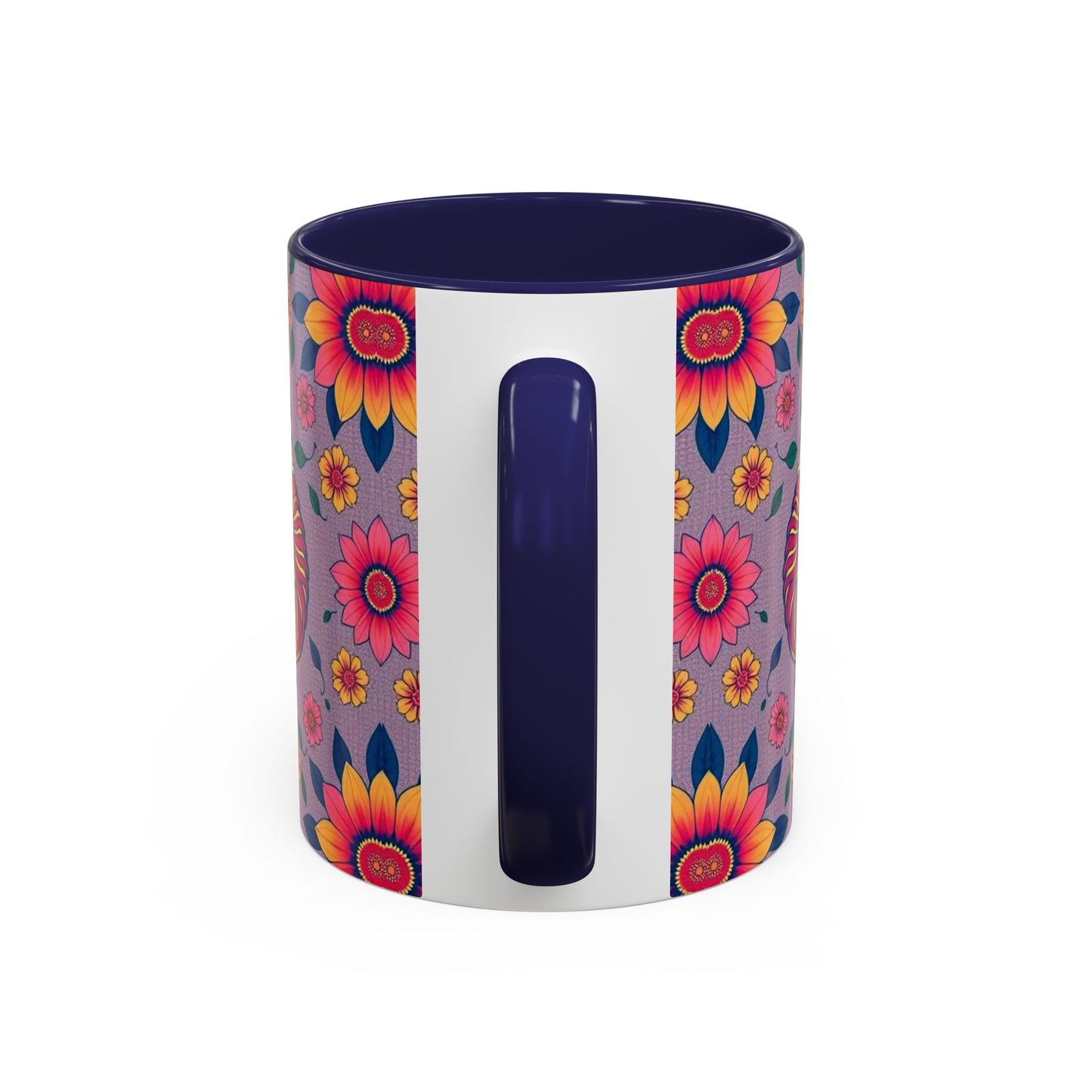 Accent Coffee Mug, Pisces, Zodiac v2, Flower Pattern, (11, 15oz)