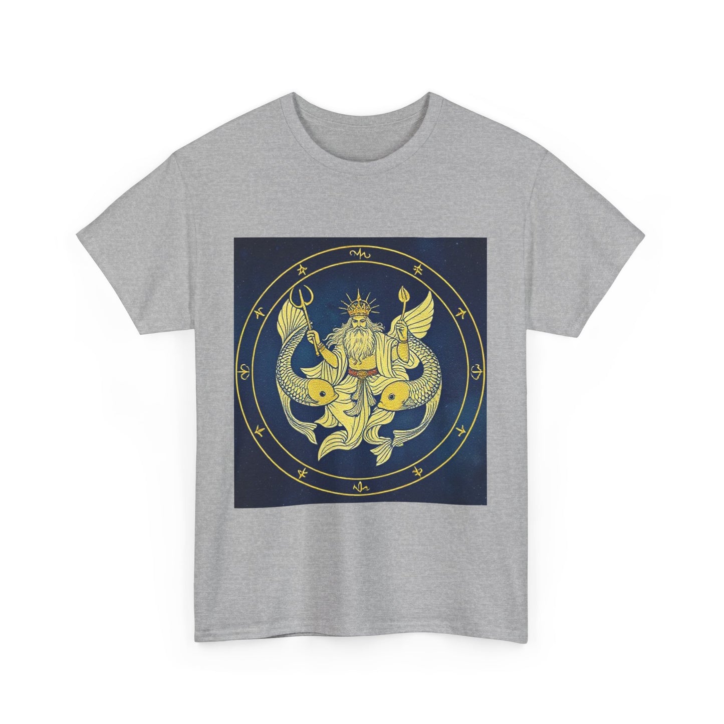 Unisex Heavy Cotton T-Shirt, King of Pisces, Zodiac Design