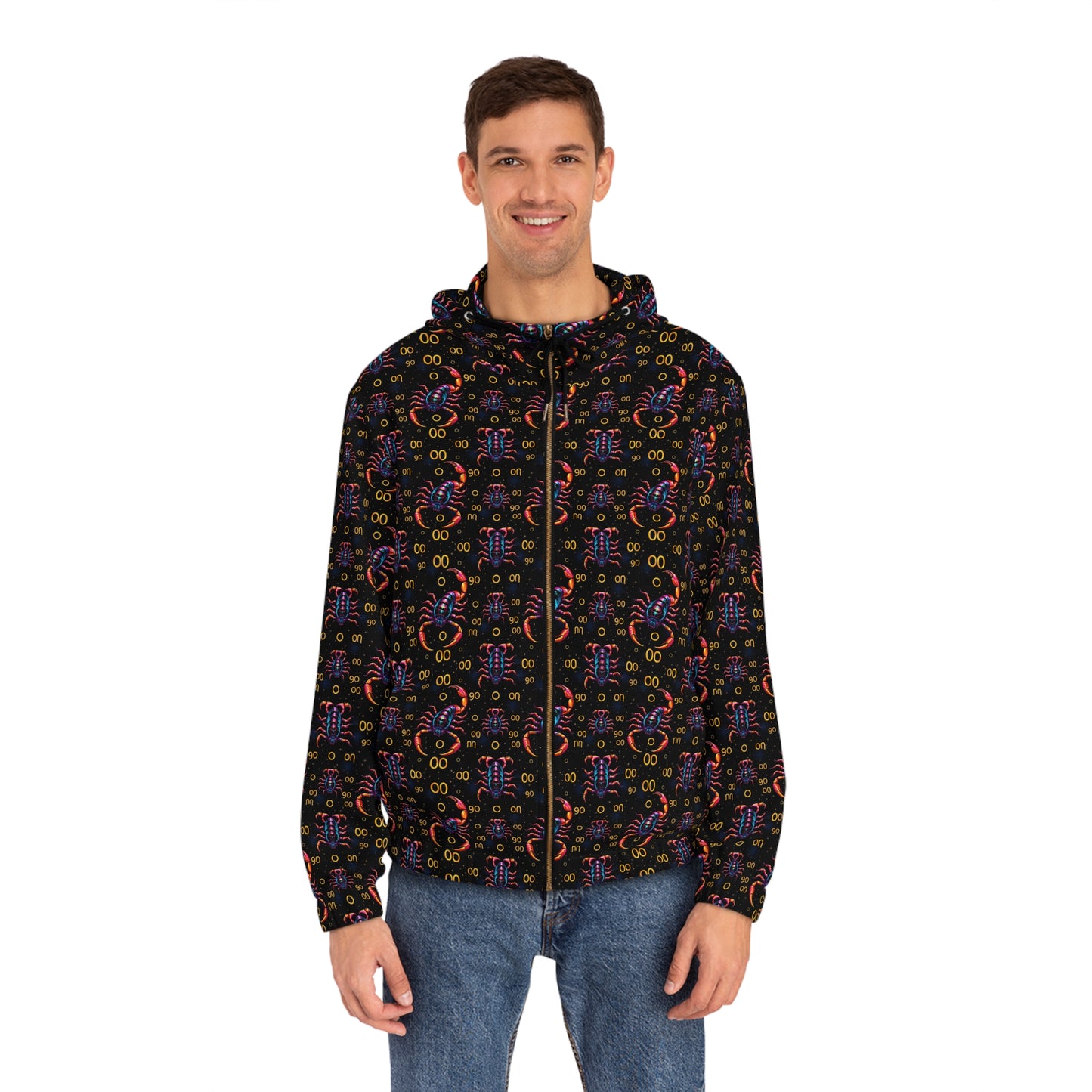 Full-Zip Hoodie (AOP), Scorpio, Zodiac, Pattern