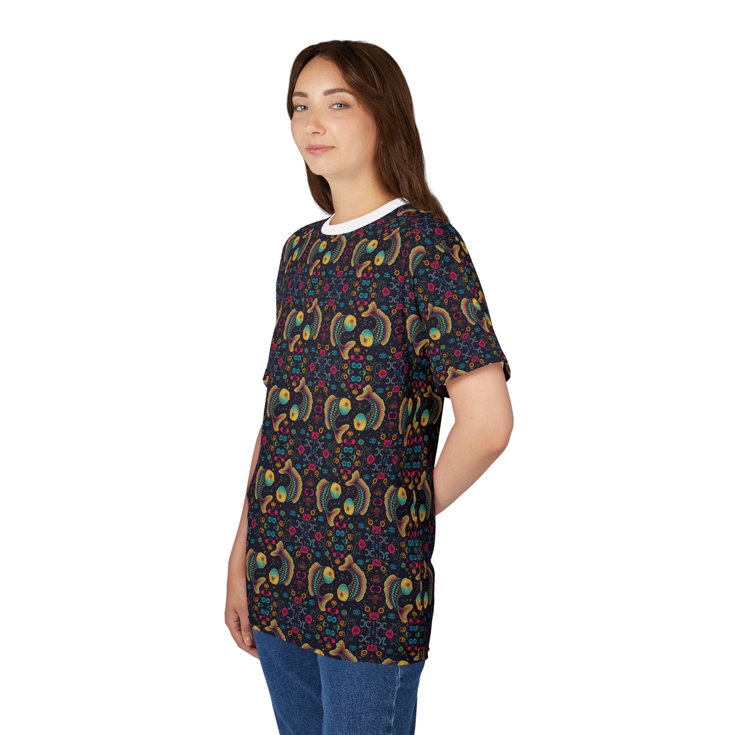 Unisex Cut & Sew T-Shirt, AOP, Pisces, Zodiac v1, Pattern