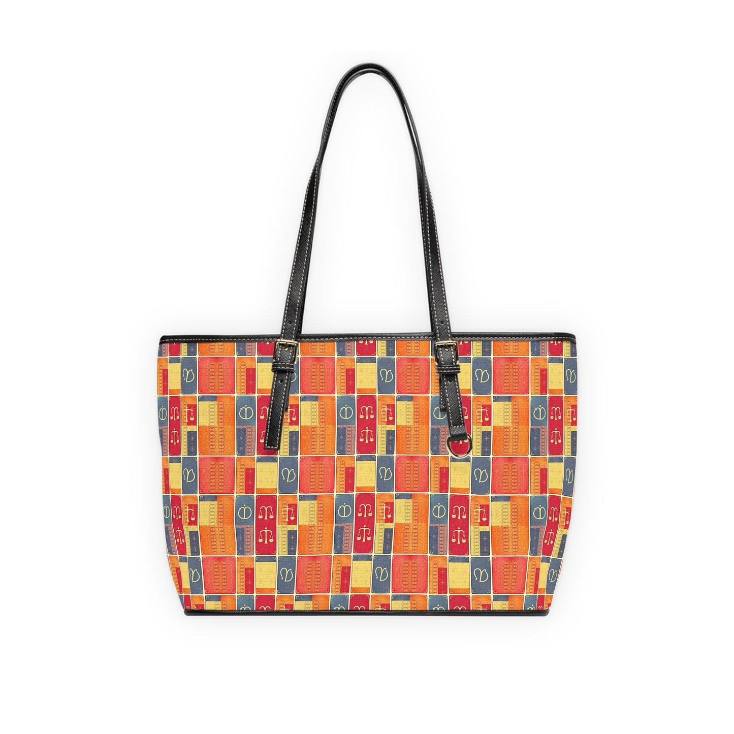 Leather Shoulder Bag, Libra, Zodiac v4, Shapes Pattern