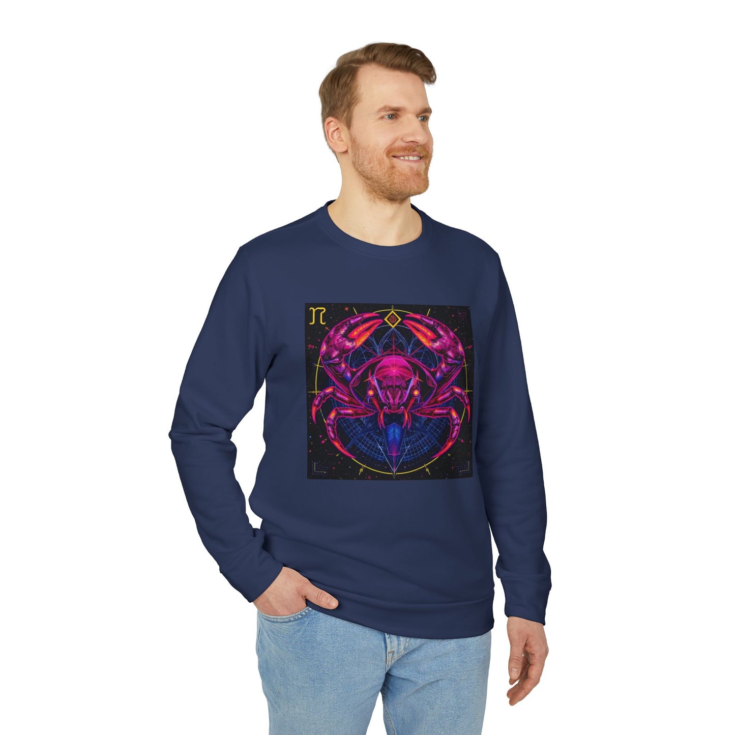 Adidas, Unisex Fleece Crewneck Sweatshirt, Cancer, Pop Art, Zodiac
