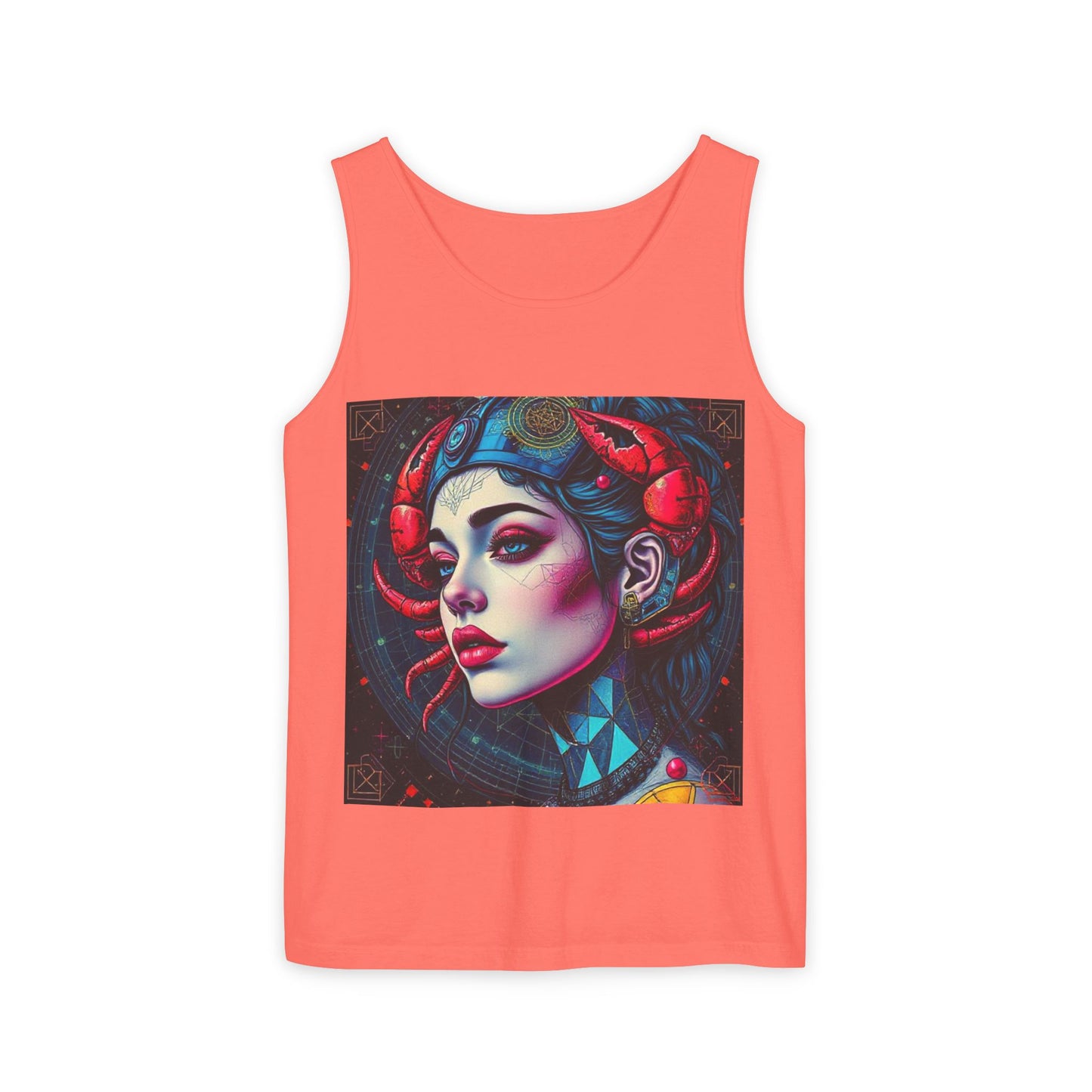 Unisex Garment-Dyed, Tank Top, Cancer, Pop Art v1, 100% US cotton