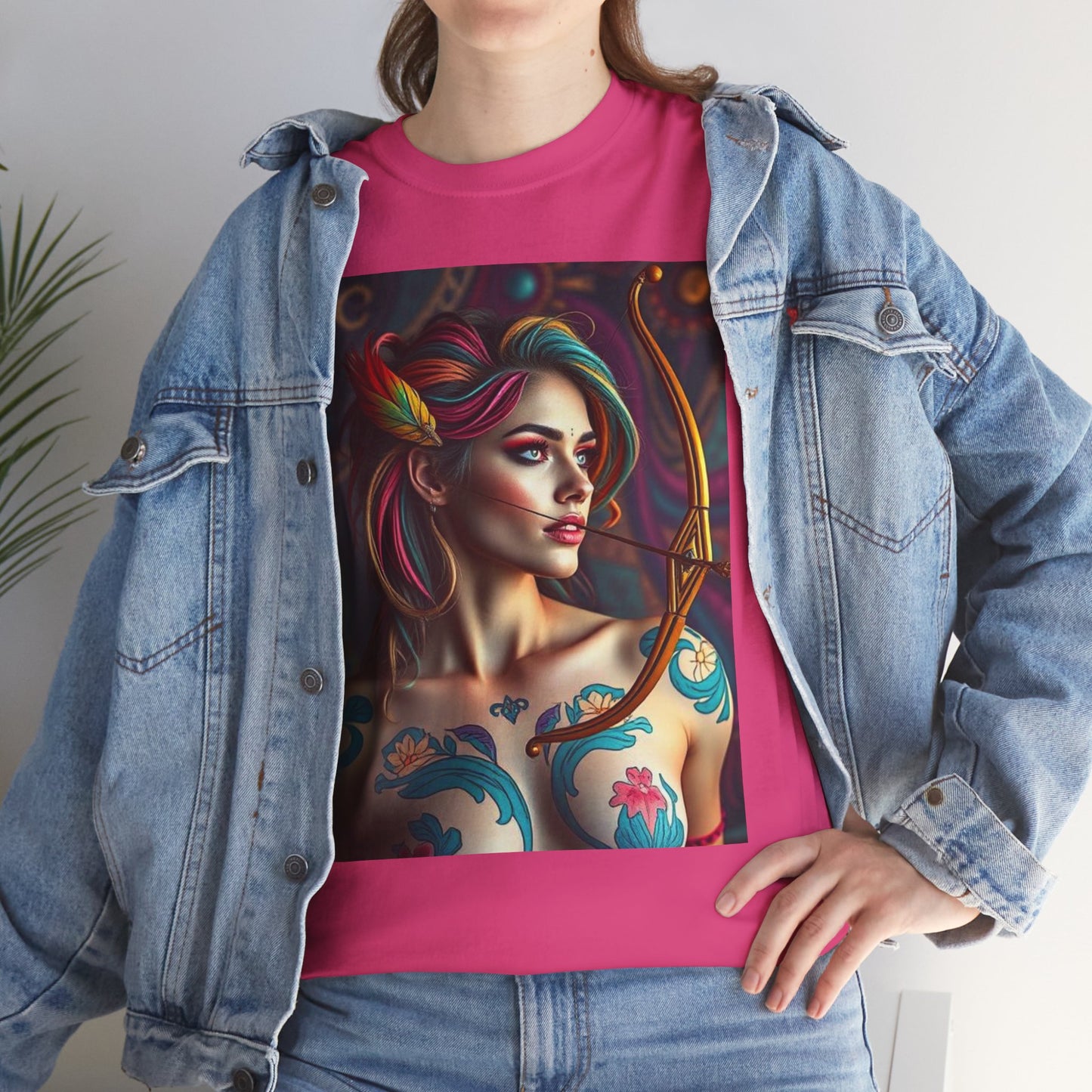 Unisex Heavy Cotton T-Shirt, Sagittarius, Zodiac v1, Sexy Art