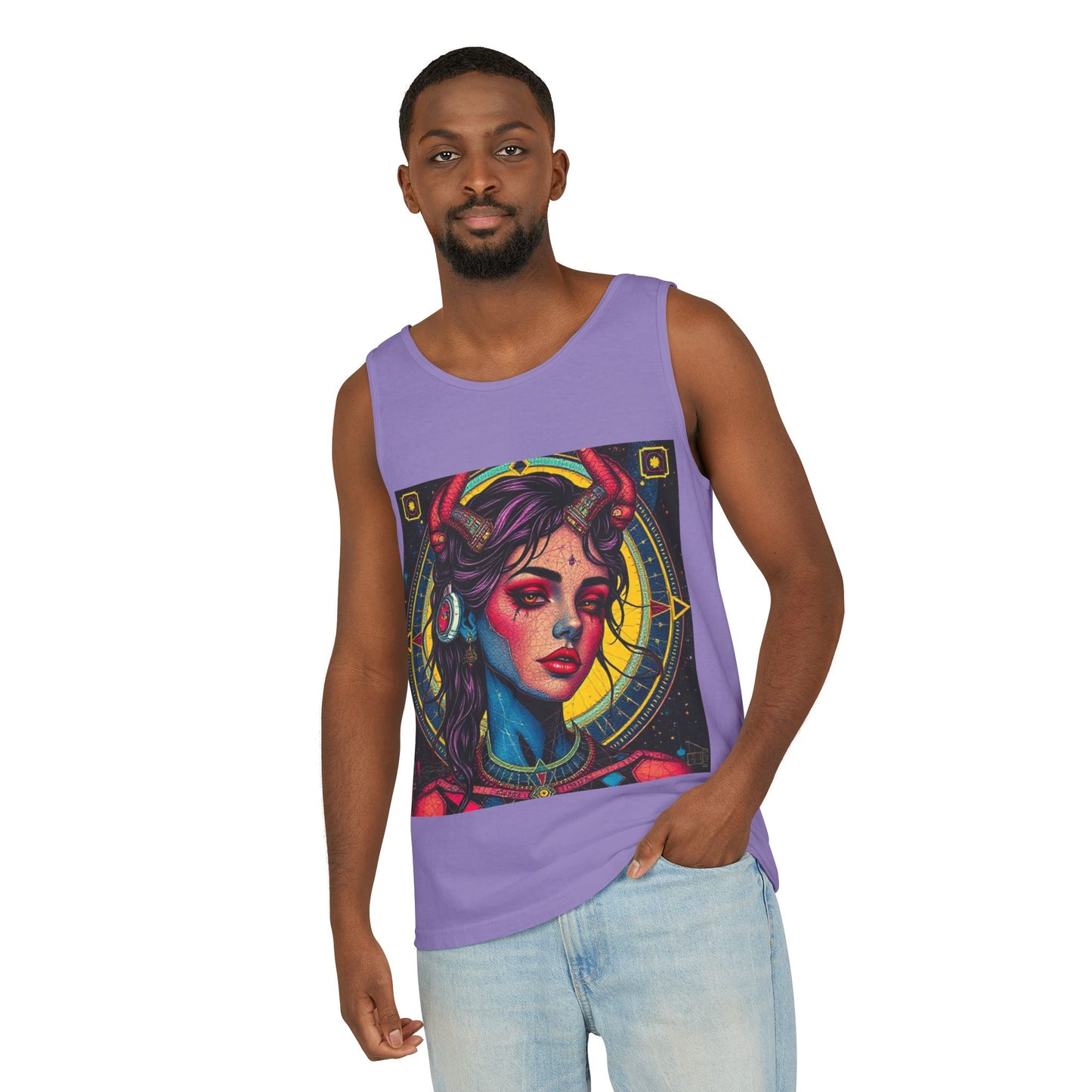 Unisex Garment-Dyed, Tank Top, Scorpio Design, Pop Art, 100% US cotton