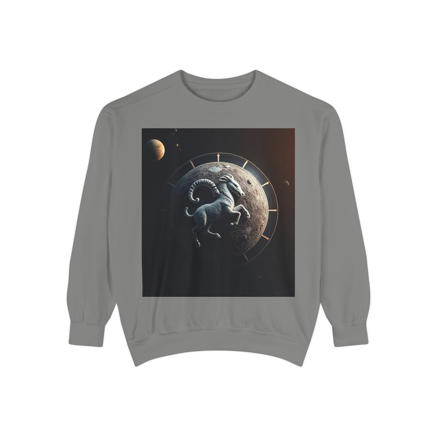 Garment-Dyed Sweatshirt, Unisex, Space Animal Design, Aries