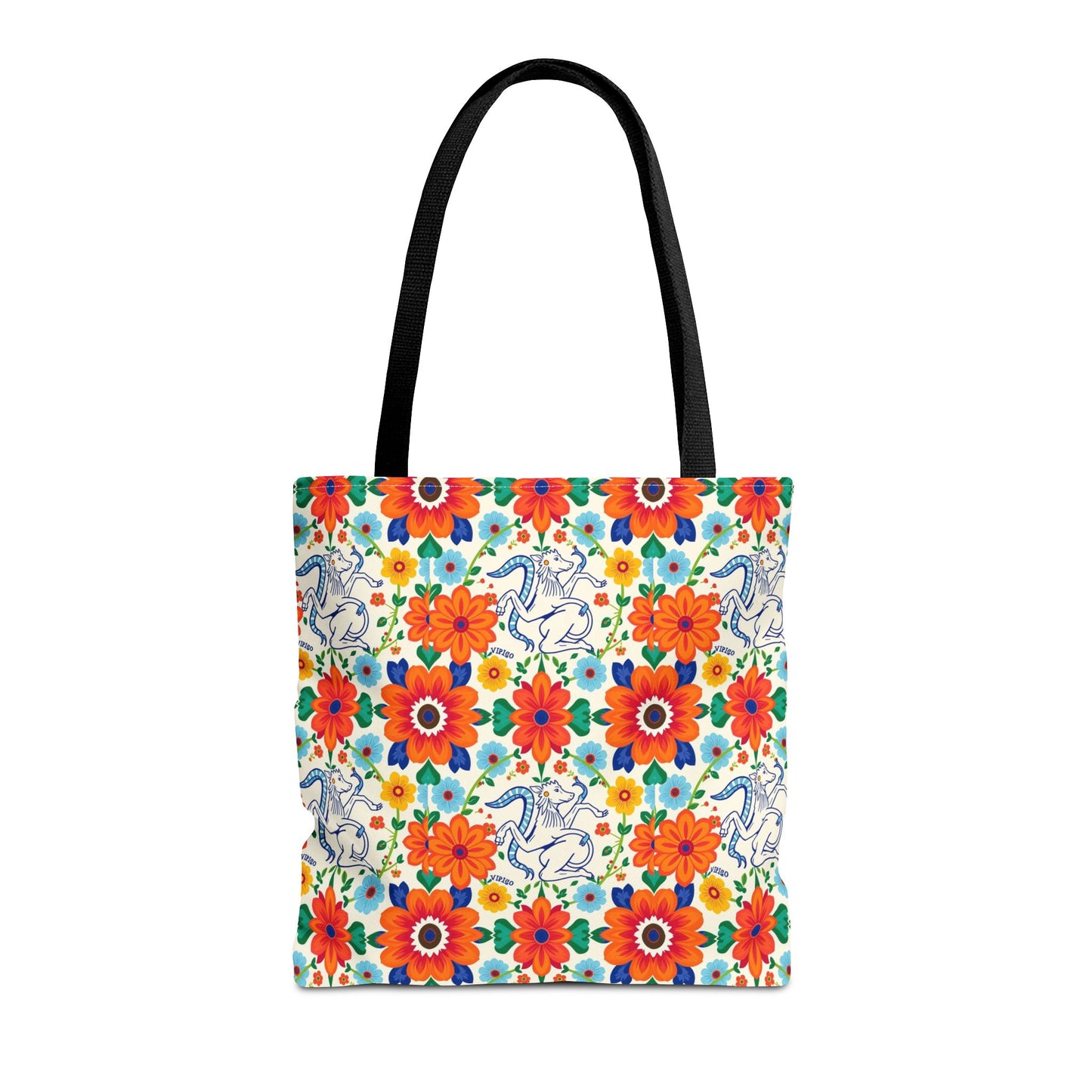 Tote Bag (AOP), Virgo, Zodiac v1, Flower Pattern