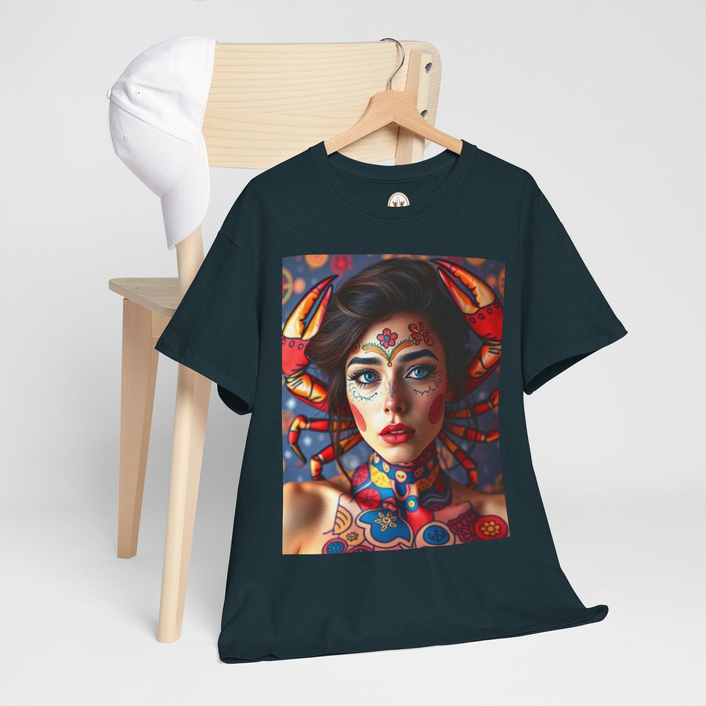 Unisex Heavy Cotton T-Shirt, Cancer, Zodiac v1, Sexy Art