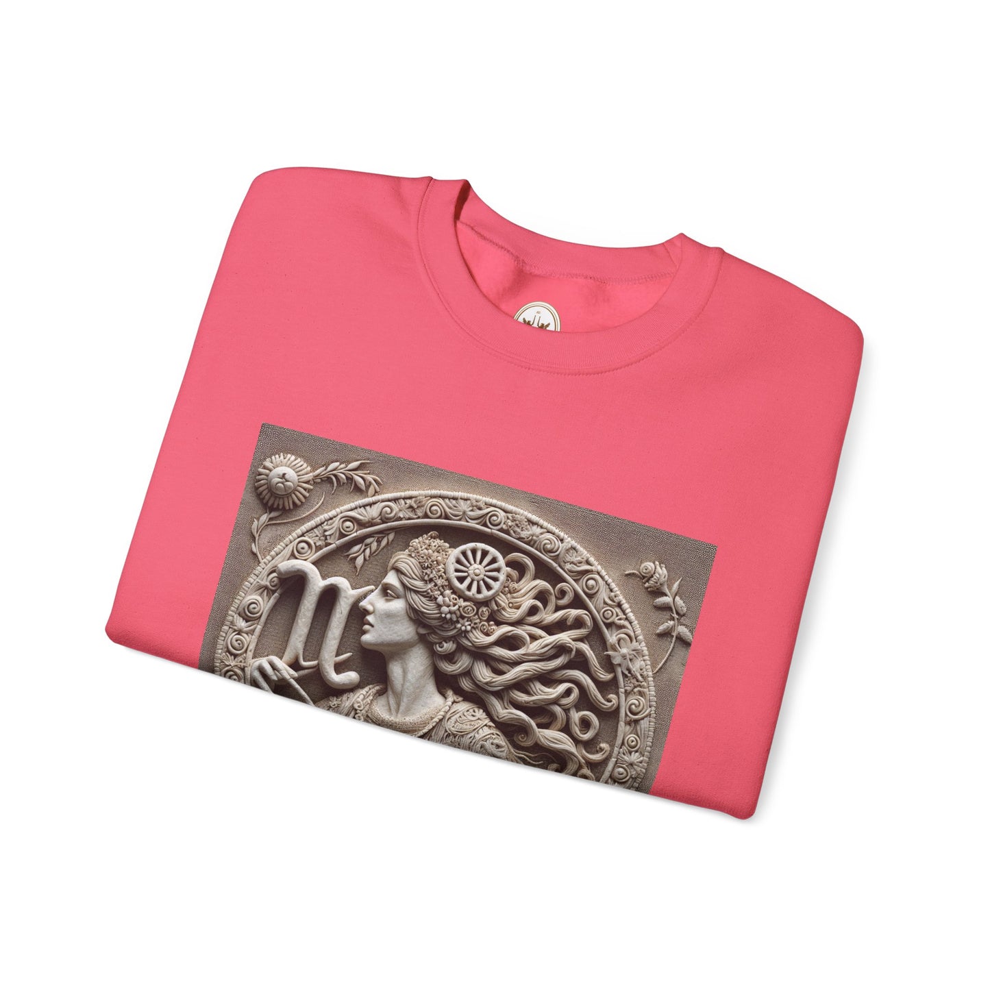 Unisex Heavy Blend™ Crewneck Sweatshirt, Stone Carving, Virgo Zodiac Design