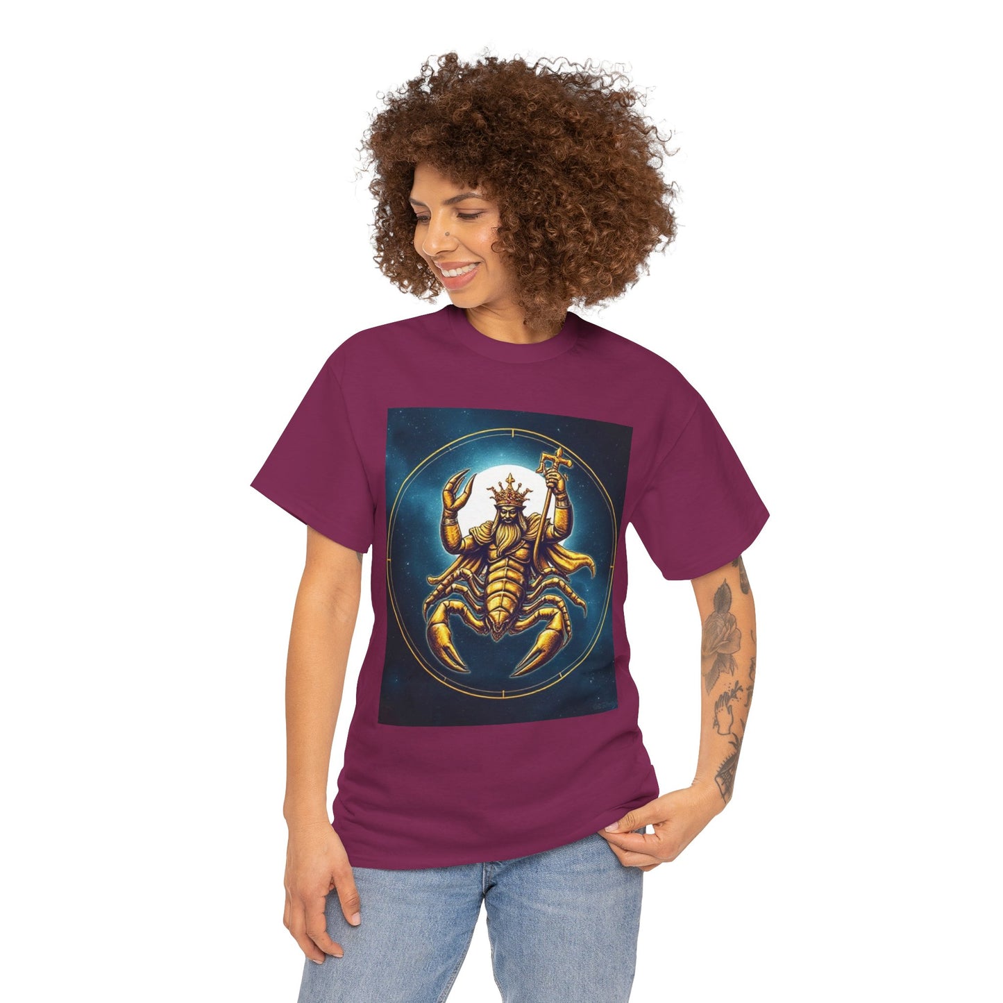 Unisex Heavy Cotton T-Shirt, Moon, Scorpio Zodiac Design