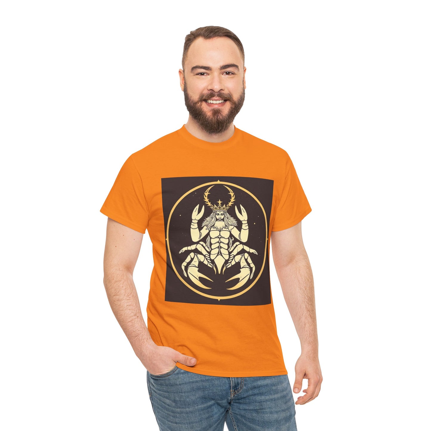 Unisex Heavy Cotton T-Shirt, Scorpio King, Print Art, Zodiac Design