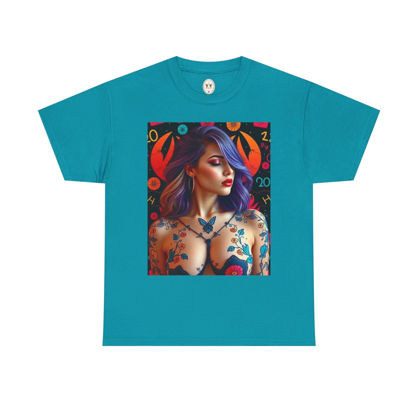 Unisex Heavy Cotton T-Shirt, Cancer, Zodiac, Sexy Art