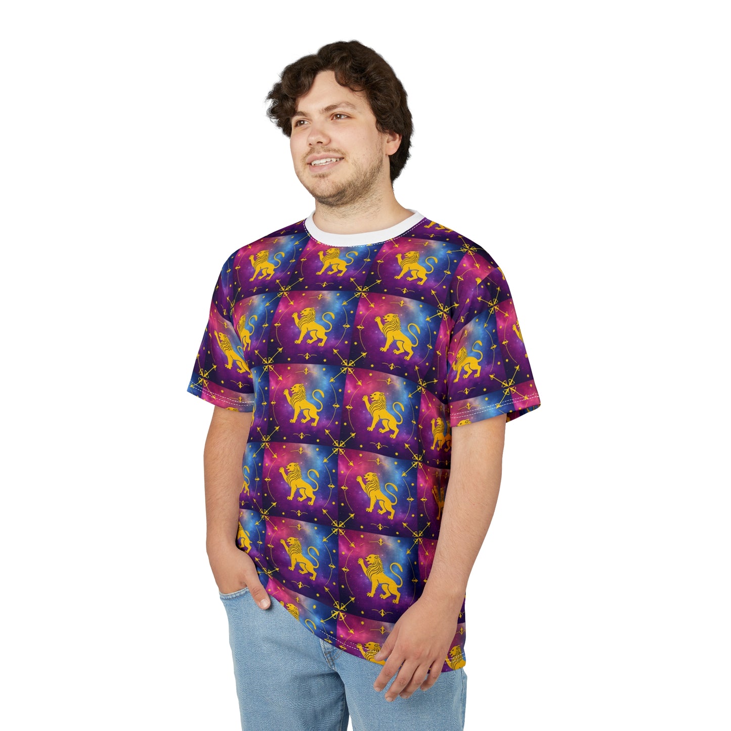 Unisex Cut & Sew T-Shirt, AOP, Leo, Zodiac v1, Pattern